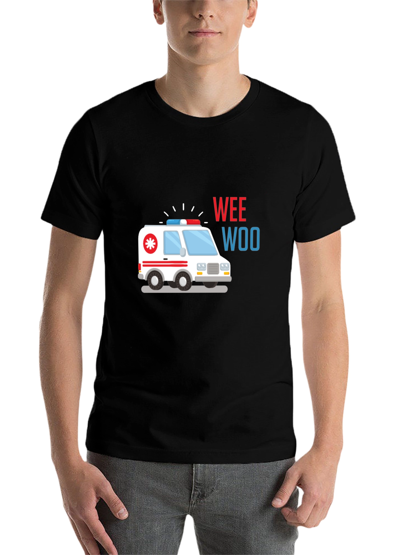 Black Ambulance Wee Woo Graphic T-Shirt - Black view 7