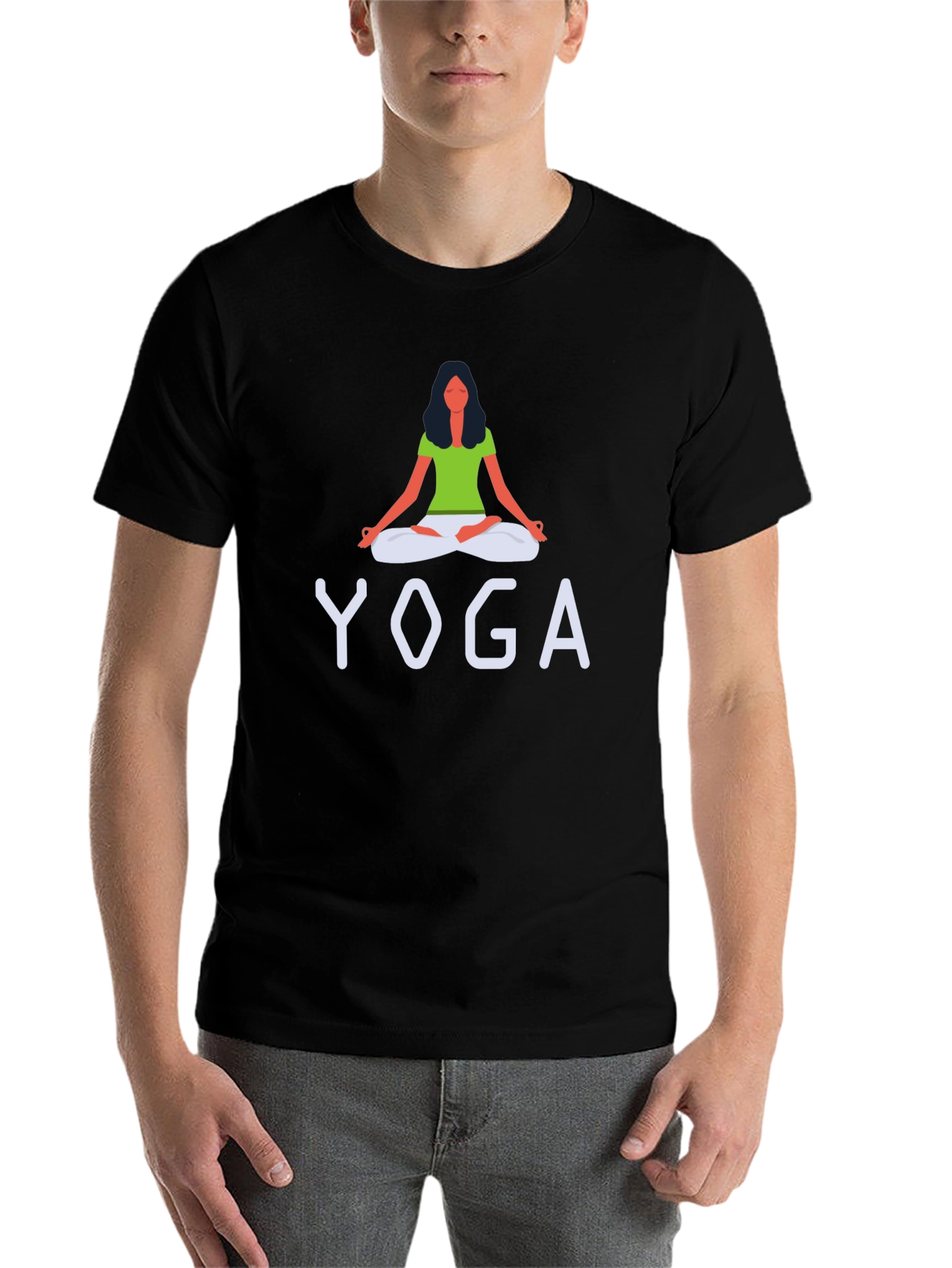 Black Yoga Graphic Print Crew Neck T-Shirt view 7
