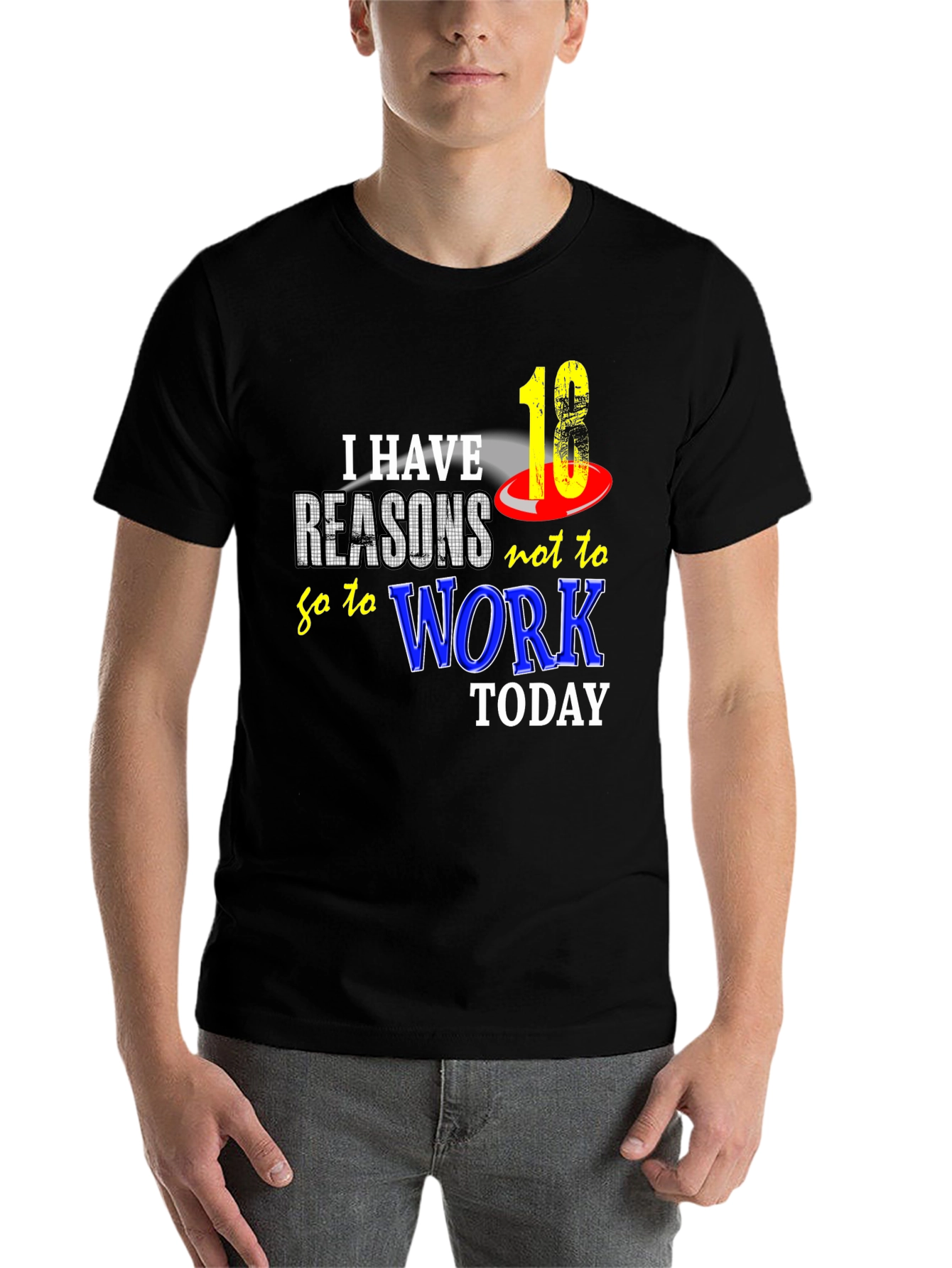 Black Funny "18 Reasons Not to Work" Graphic Tee view 7