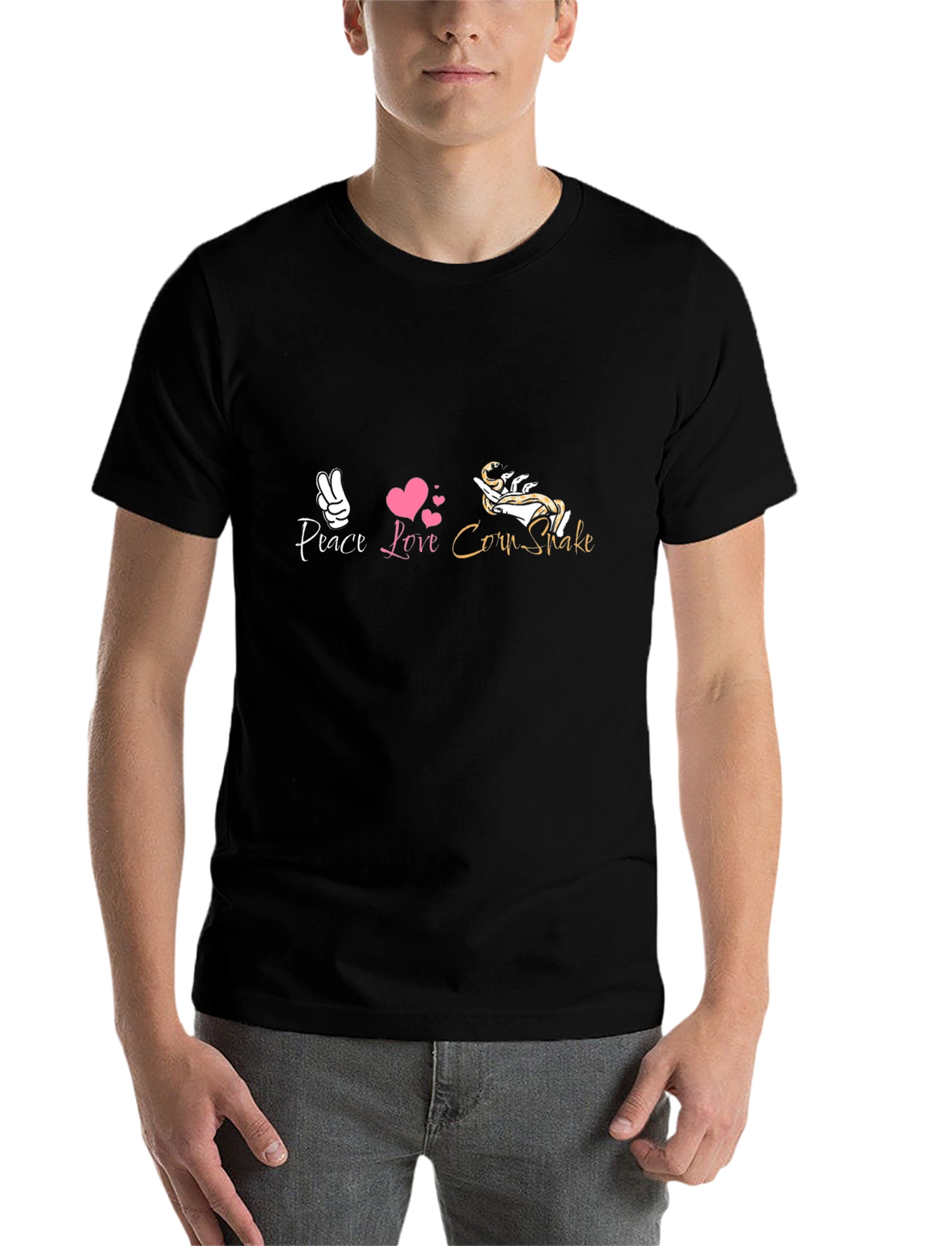Black Peace Love Corn Snake T-Shirt view 7