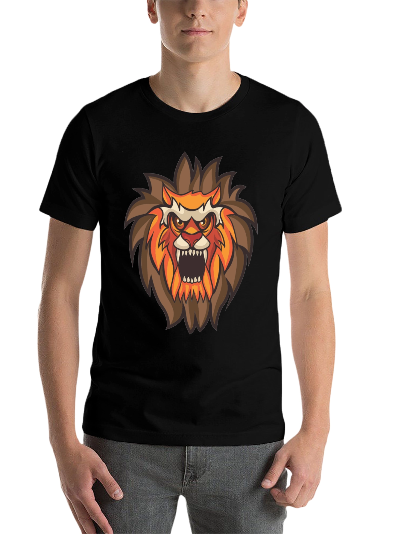 Black Lion Graphic Black T-Shirt view 7