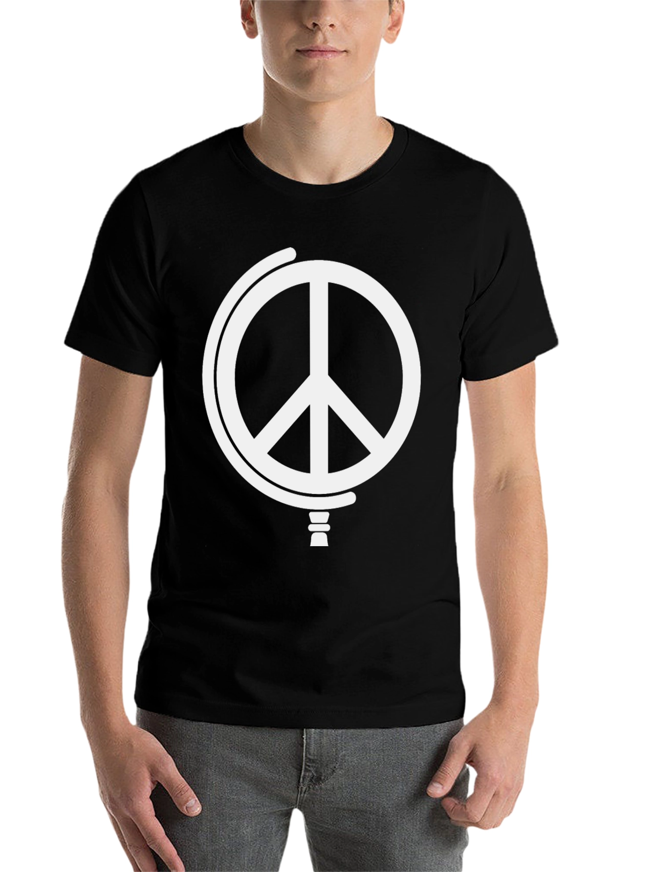 Black Peace Globe Graphic T-Shirt - Black view 7