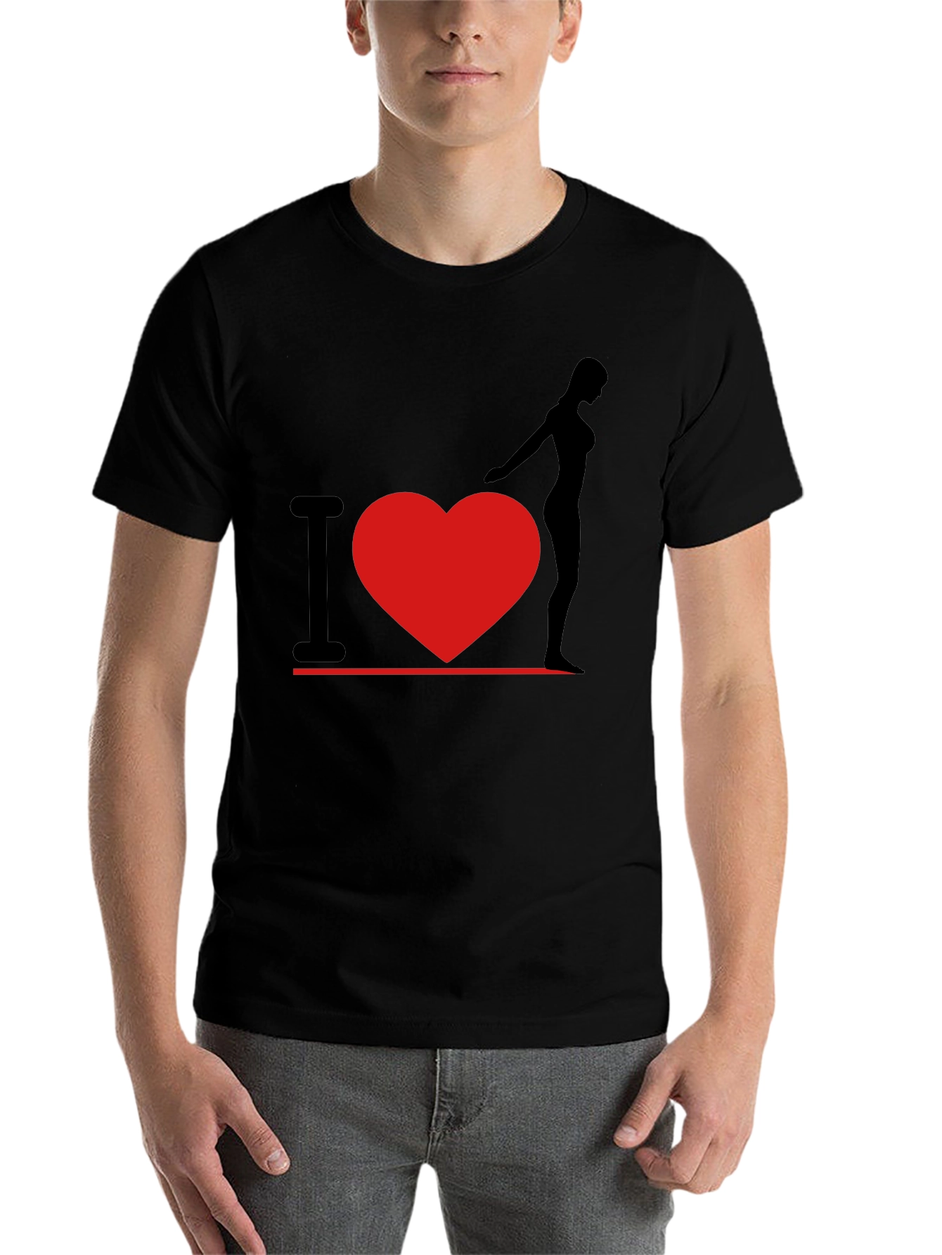 Black I Heart Woman T-Shirt - Black, Graphic Tee view 7