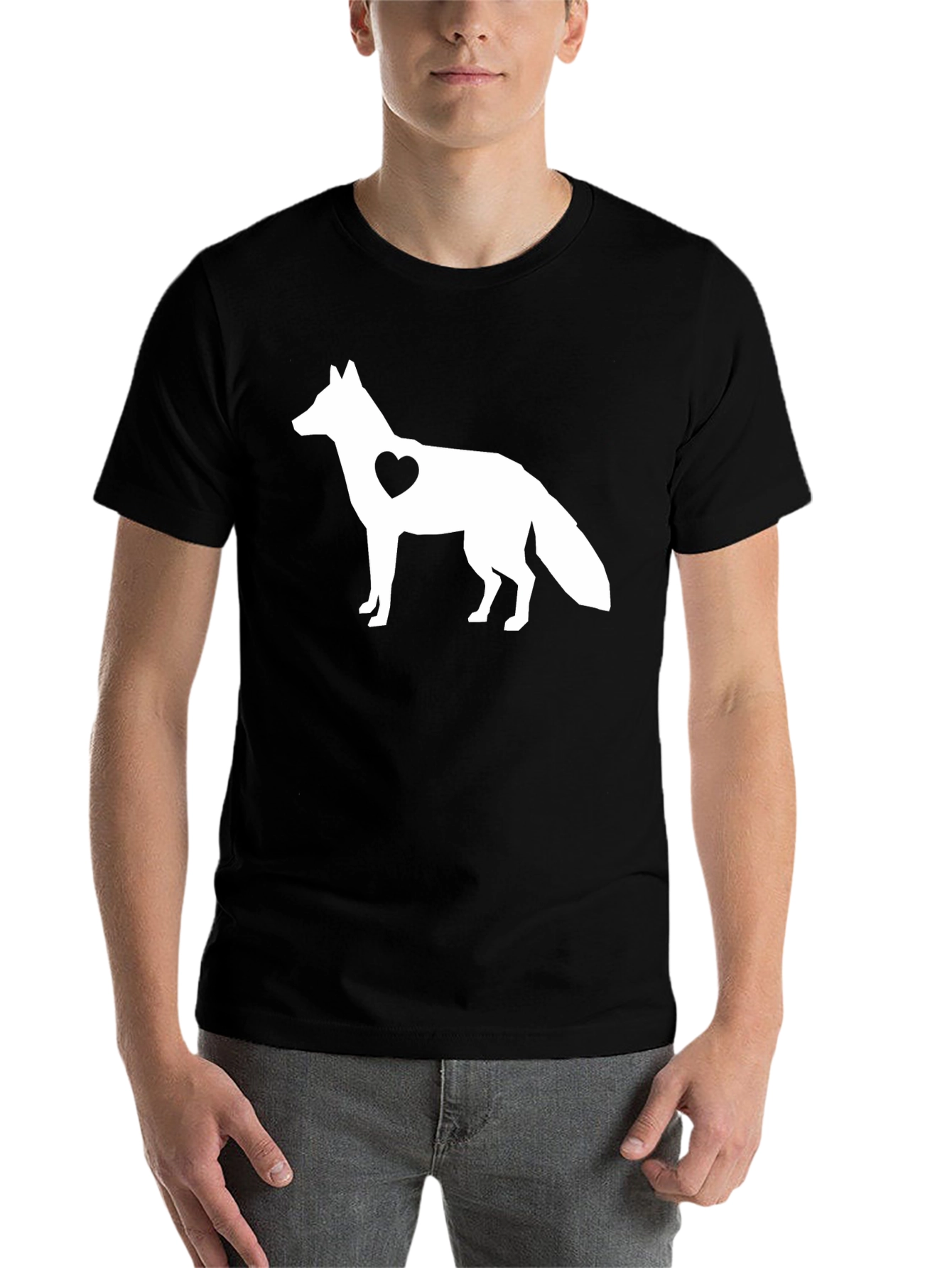 Black Fox Heart Graphic Black T-Shirt view 7