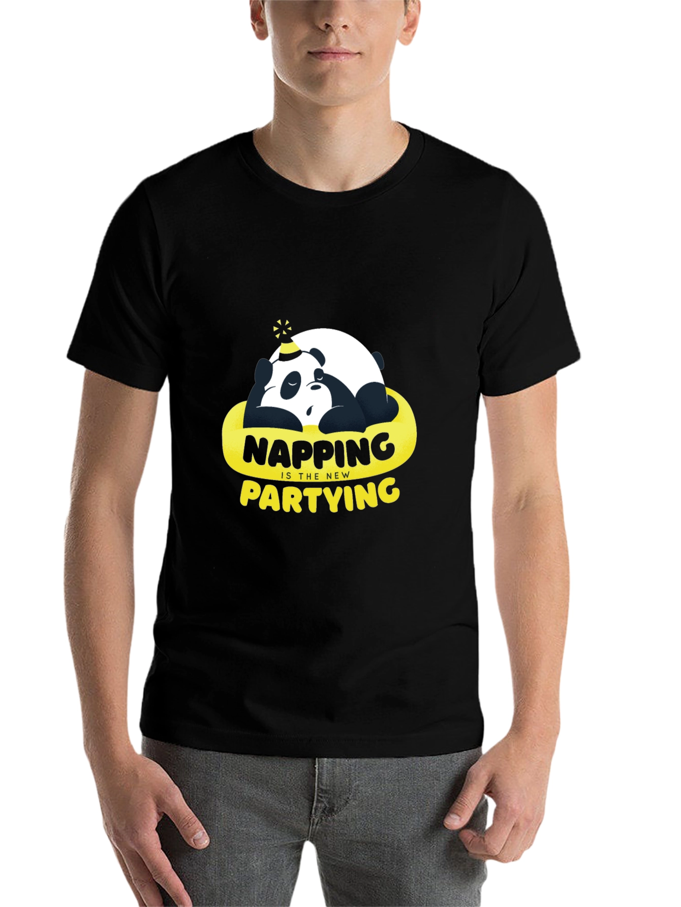 Black Napping is the New Partying T-Shirt - Panda Sleep Tee view 7