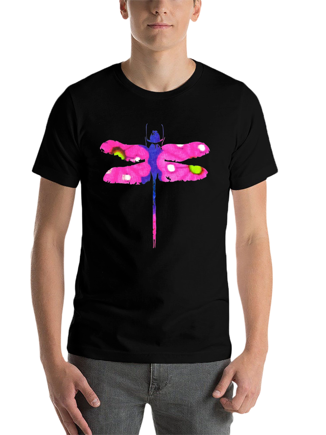 Black Dragonfly Graphic Tee - Stylish Men's Black T-Shirt view 7