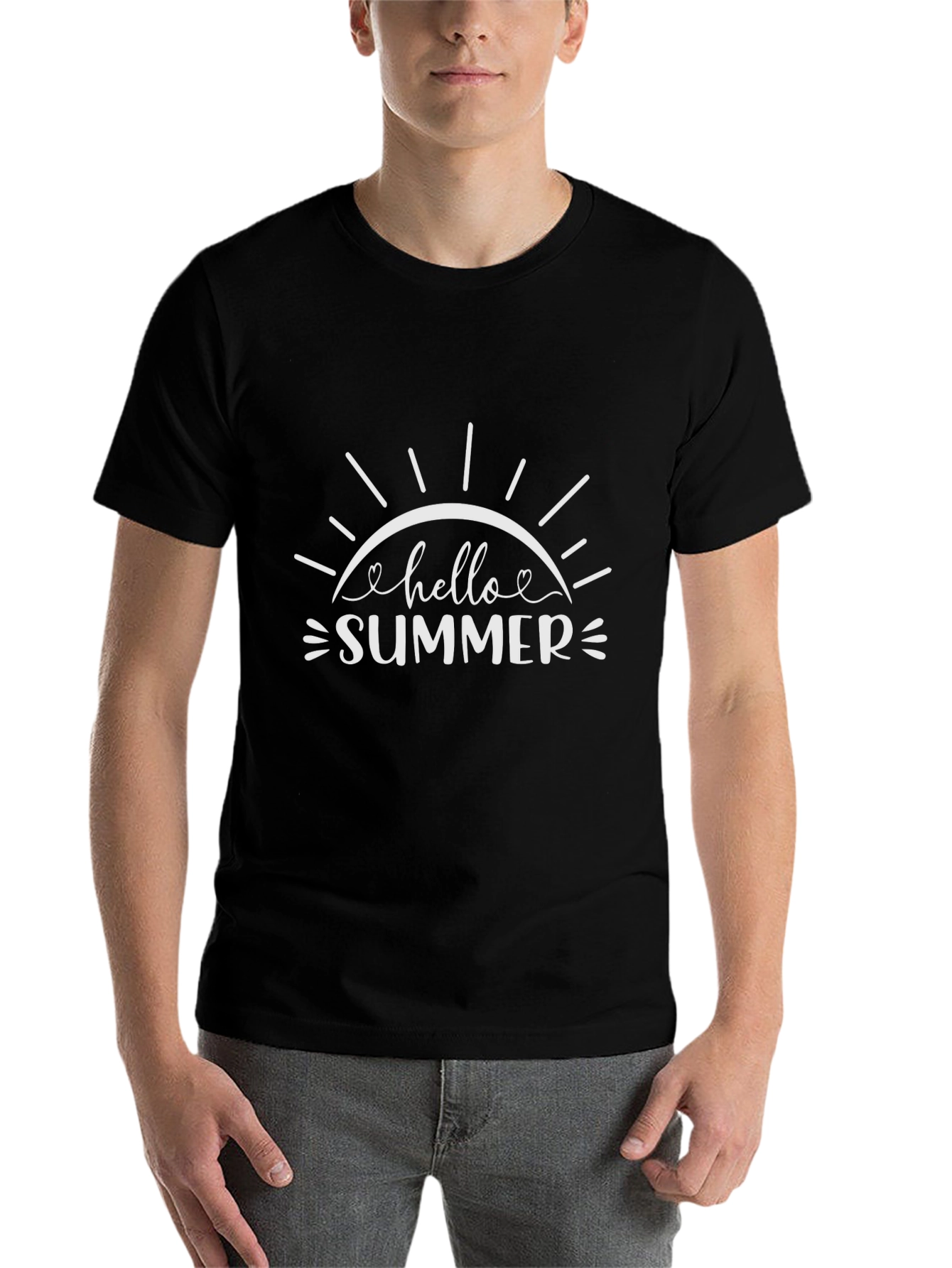 Black Hello Summer Graphic Tee - Black view 7