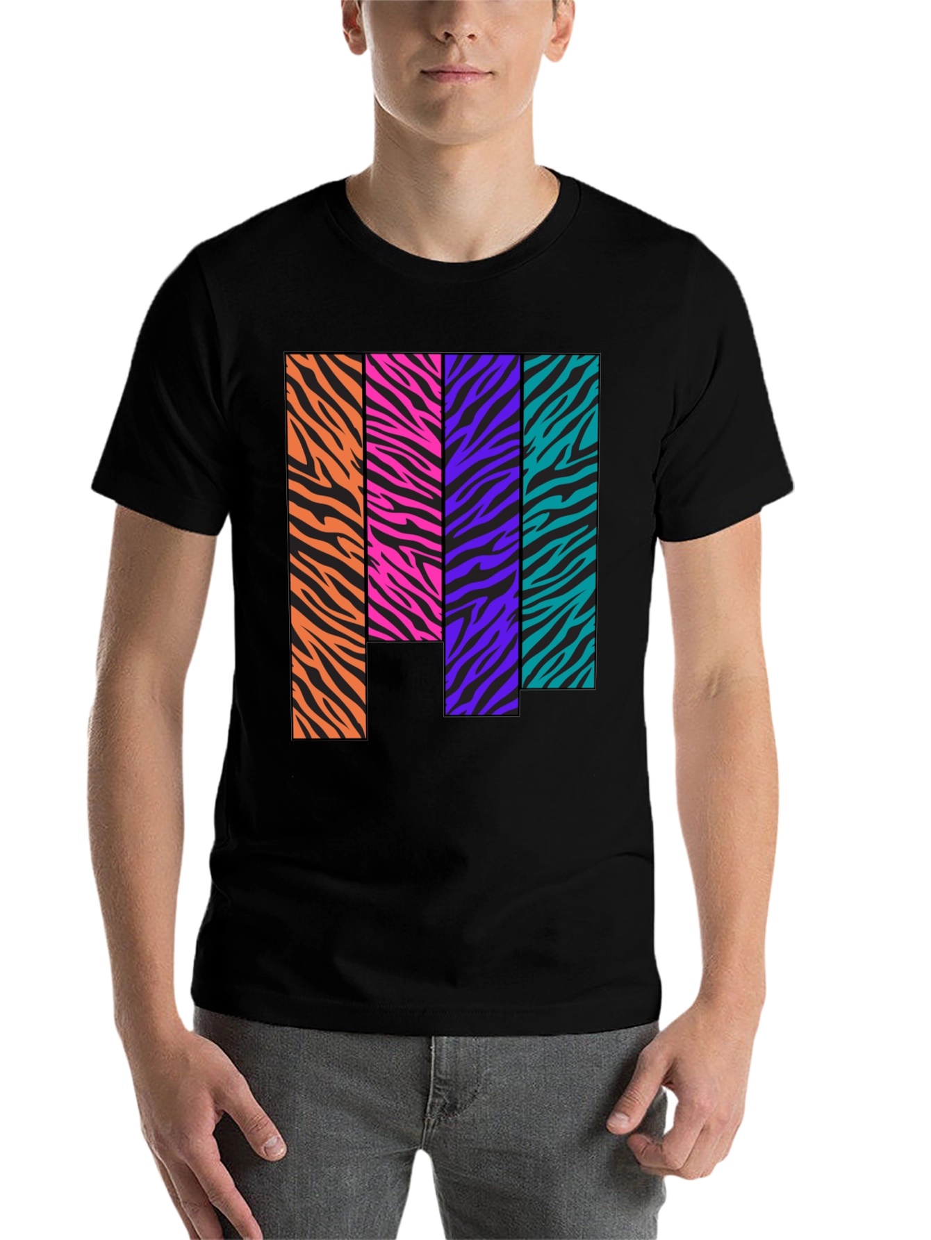 Black Retro Zebra Stripe Block Tee view 7