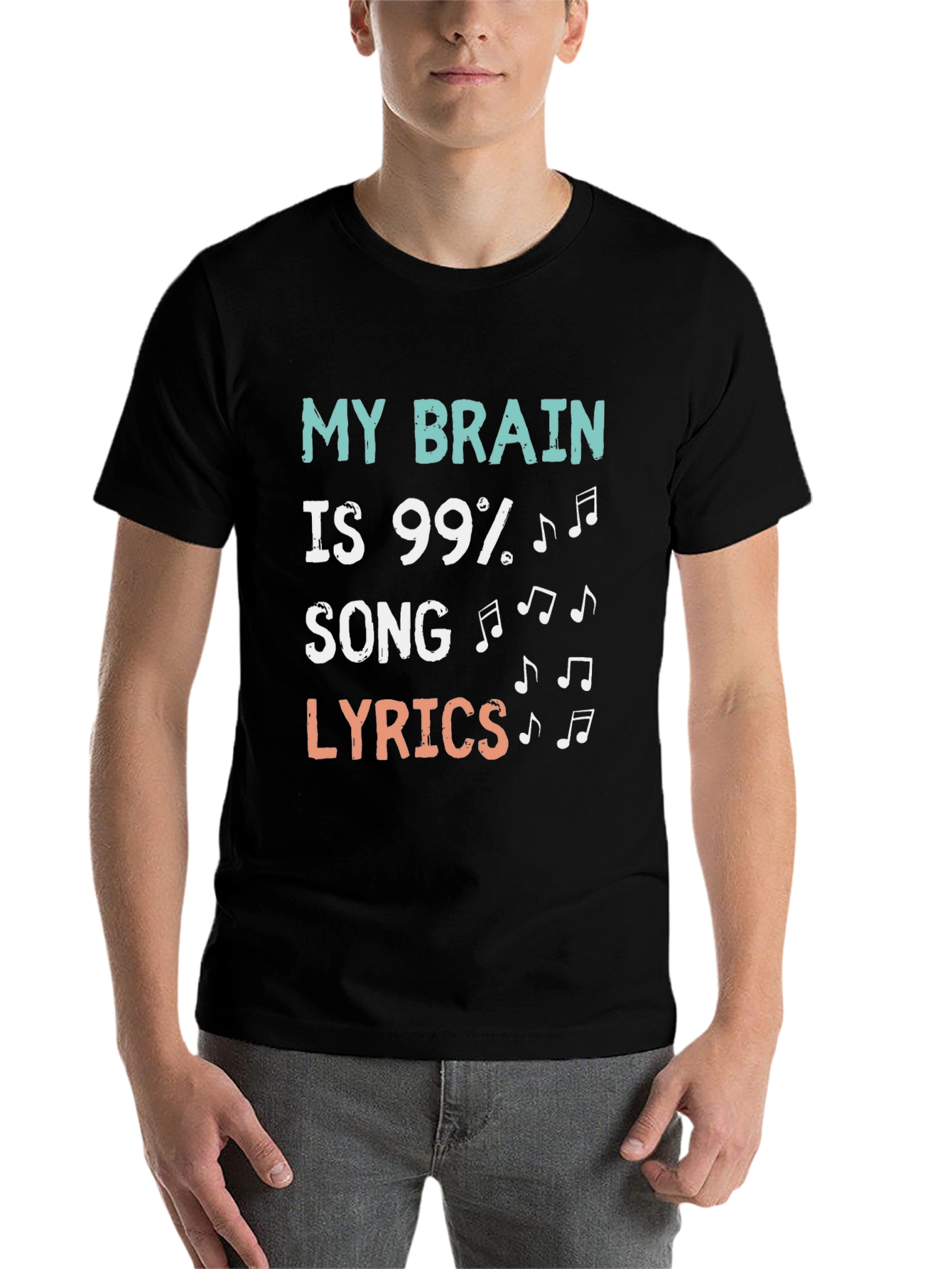 Black My Brain is 99% Song Lyrics Graphic T-Shirt view 7