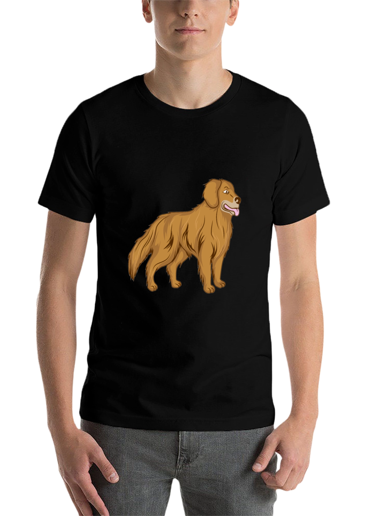 Black Golden Retriever Graphic Print T-Shirt view 7