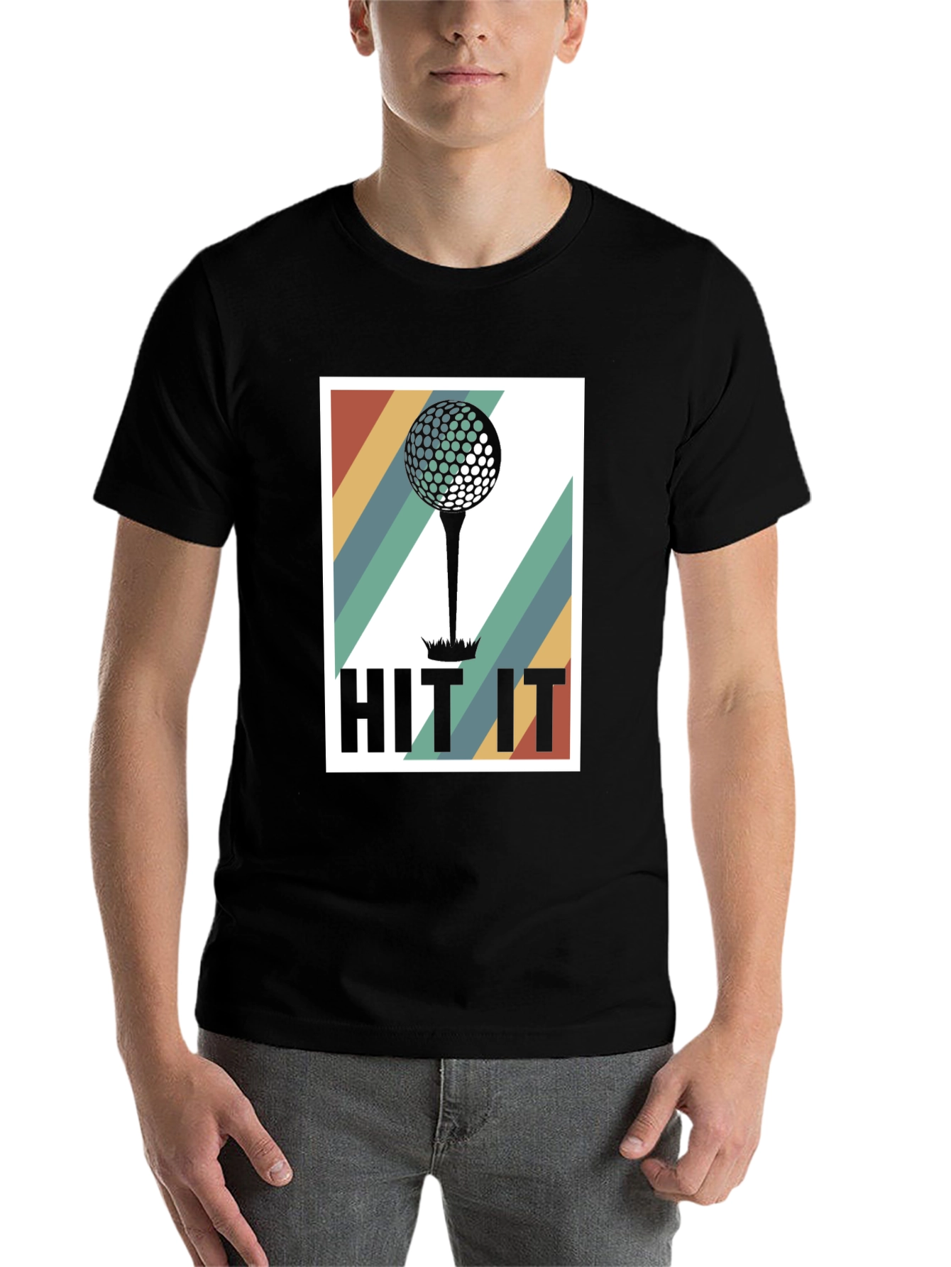 Black Retro Golf Hit It T-Shirt view 7