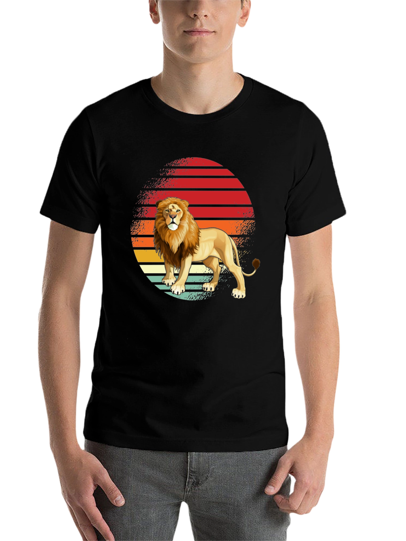 Black Lion Sunset Graphic Tee - Retro Style view 7