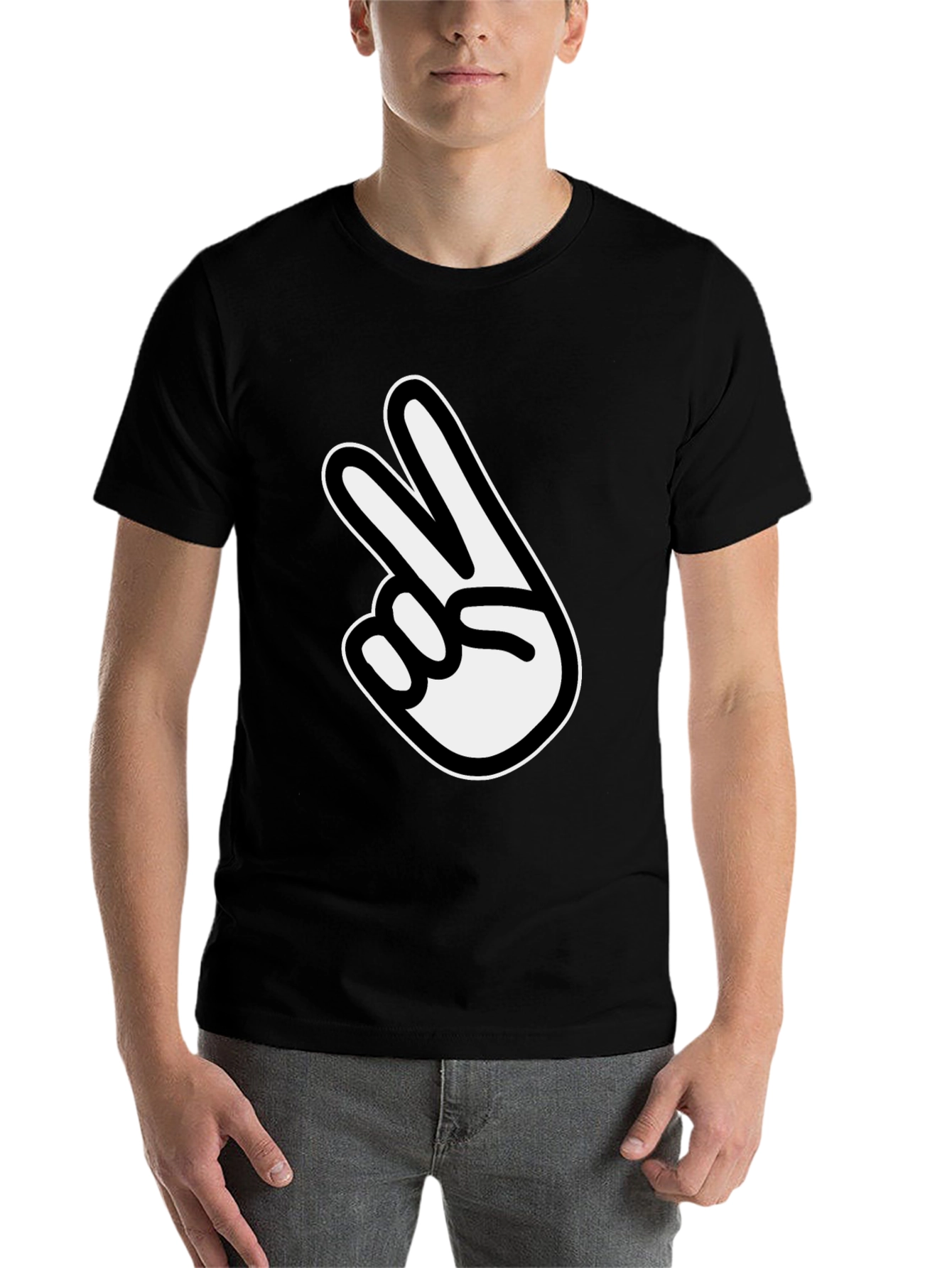 Black Peace Sign Graphic Tee - Classic Black Comfort view 7