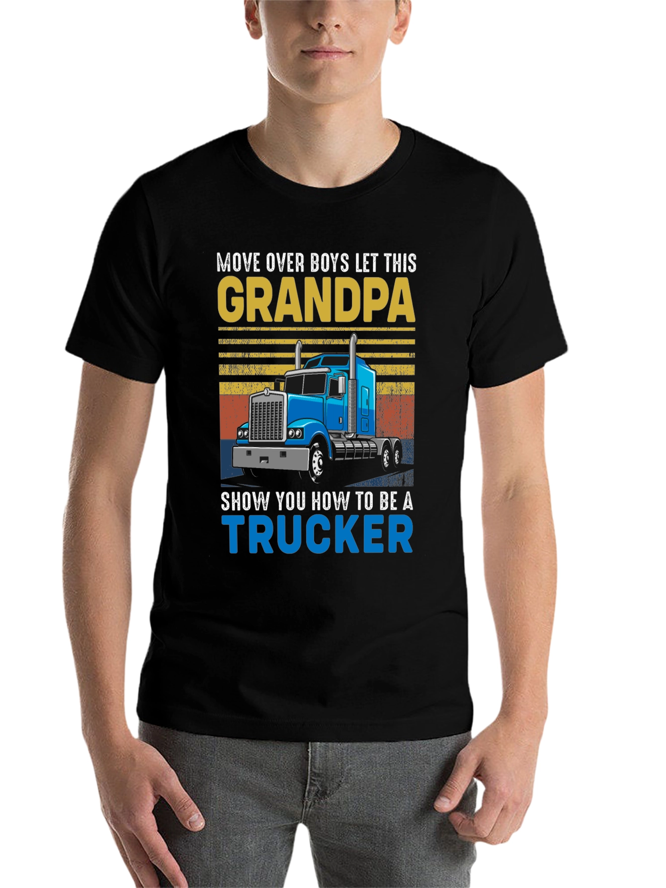 Black Grandpa Trucker T-Shirt: Move Over Boys! view 7