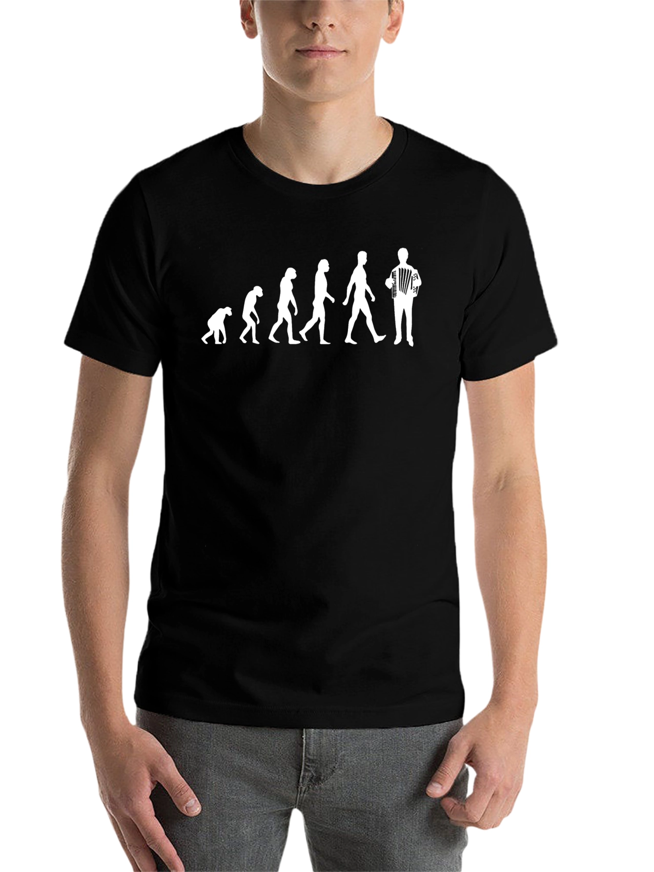 Black Accordion Evolution T-Shirt - Musician Humor Tee view 7