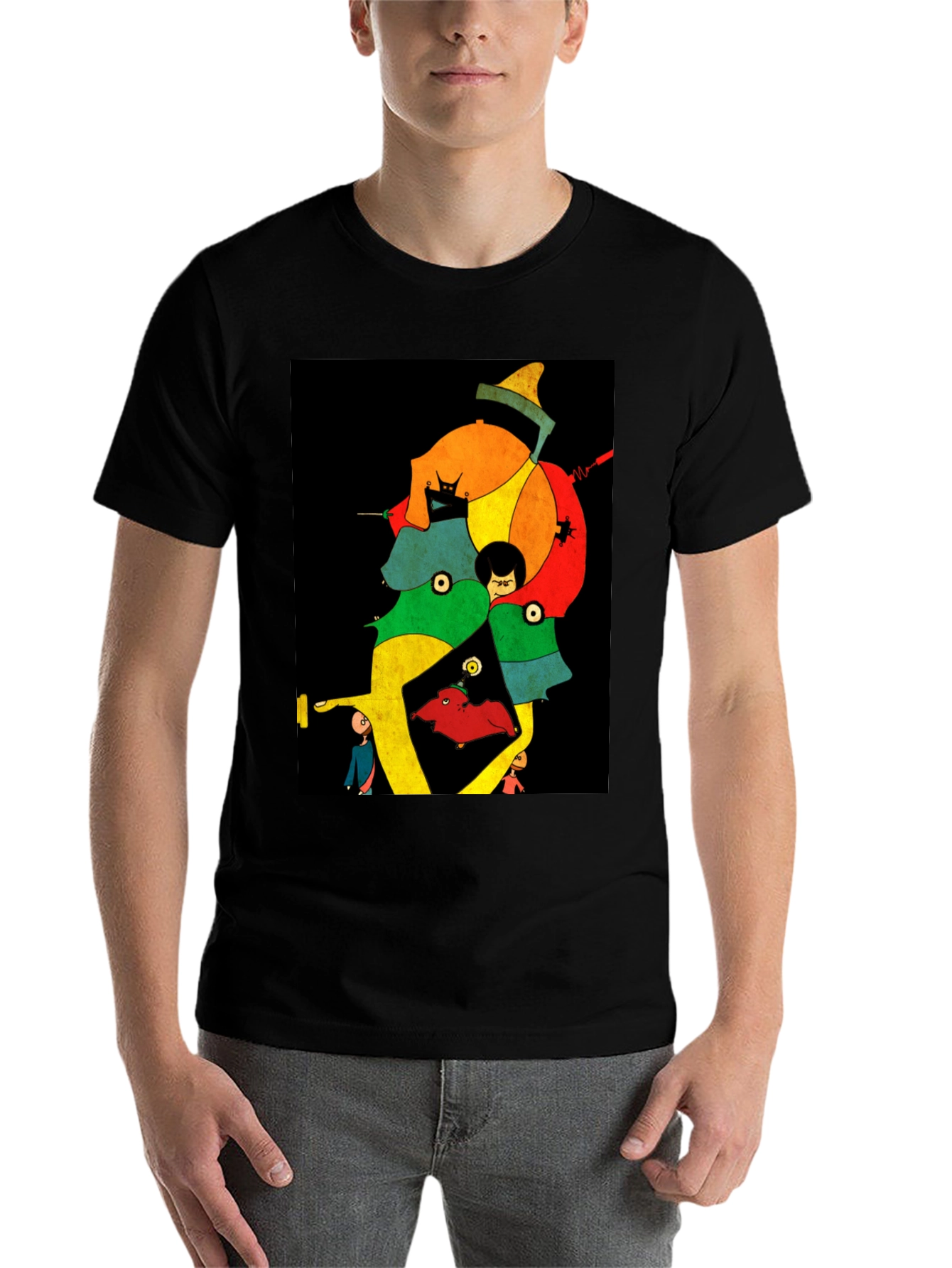 Black Abstract Art Print Black T-Shirt view 7