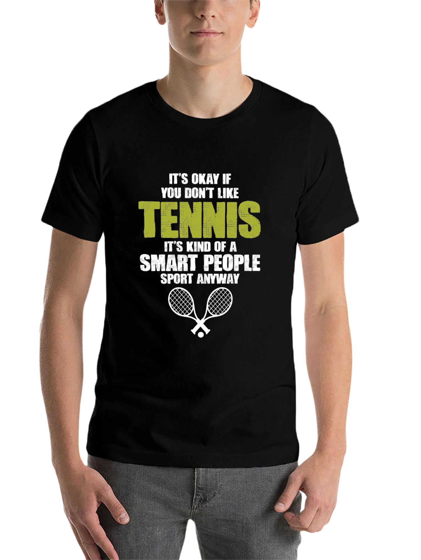 Black Funny Tennis Lover T-Shirt - Smart People Sport view 7