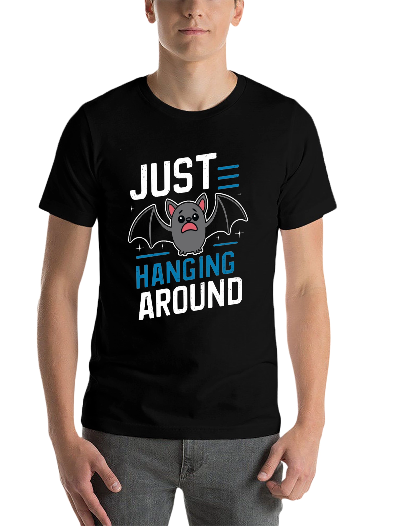 Black Just Hanging Around Bat T-Shirt view 7