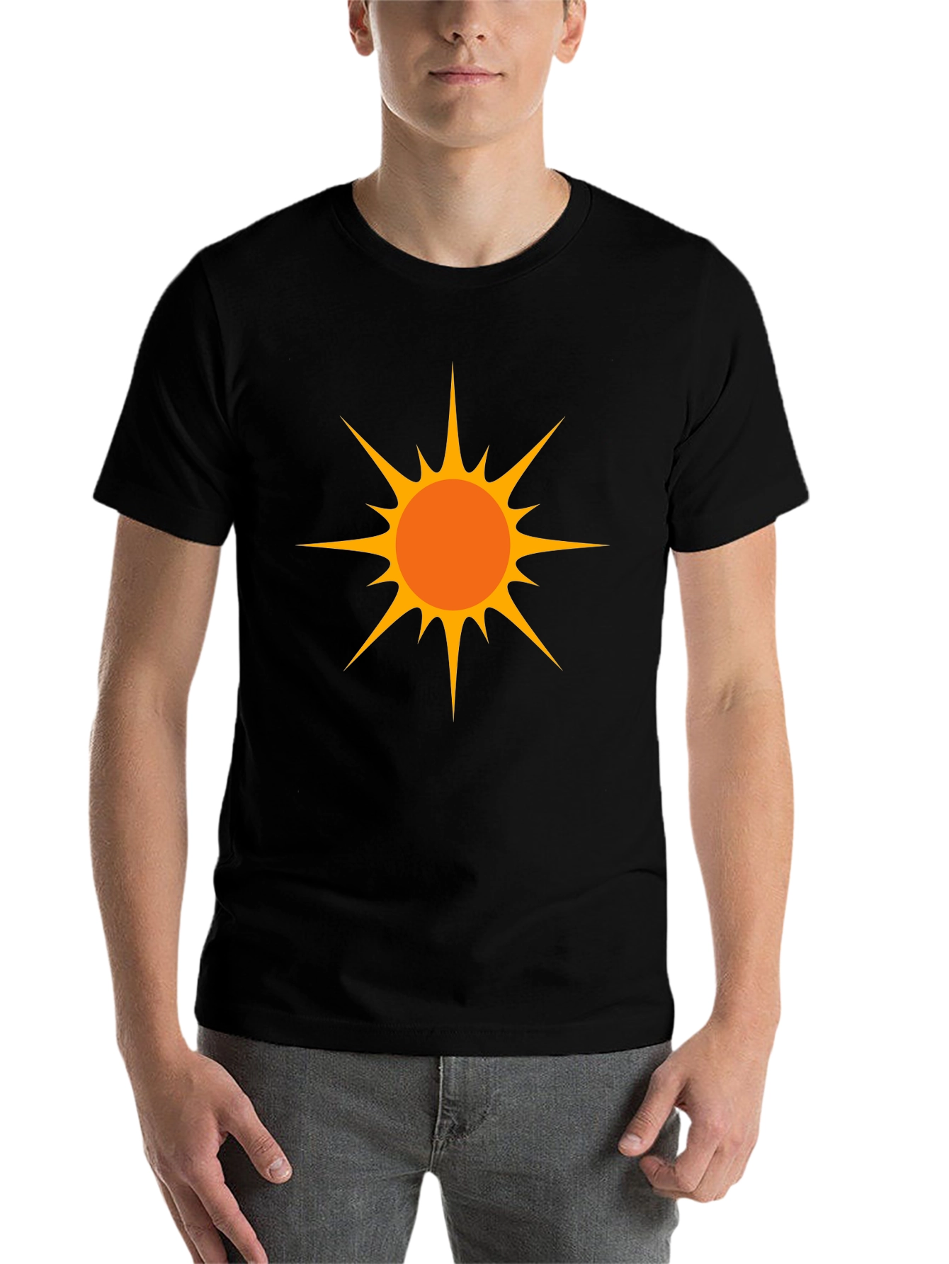 Black Bold Sun Graphic Tee - Black Cotton Comfort view 7