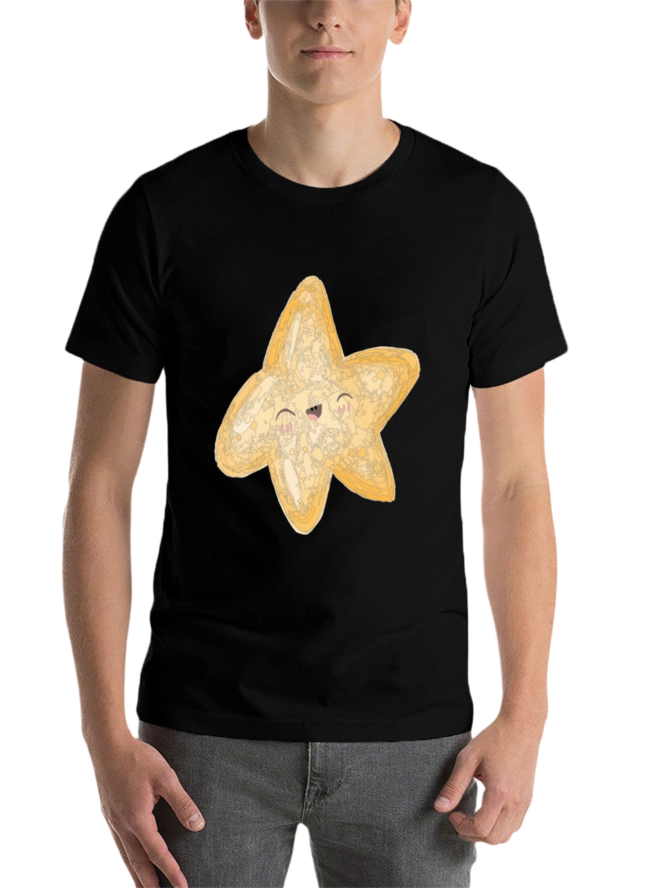 Black Cute Starfish Graphic Black T-Shirt view 7