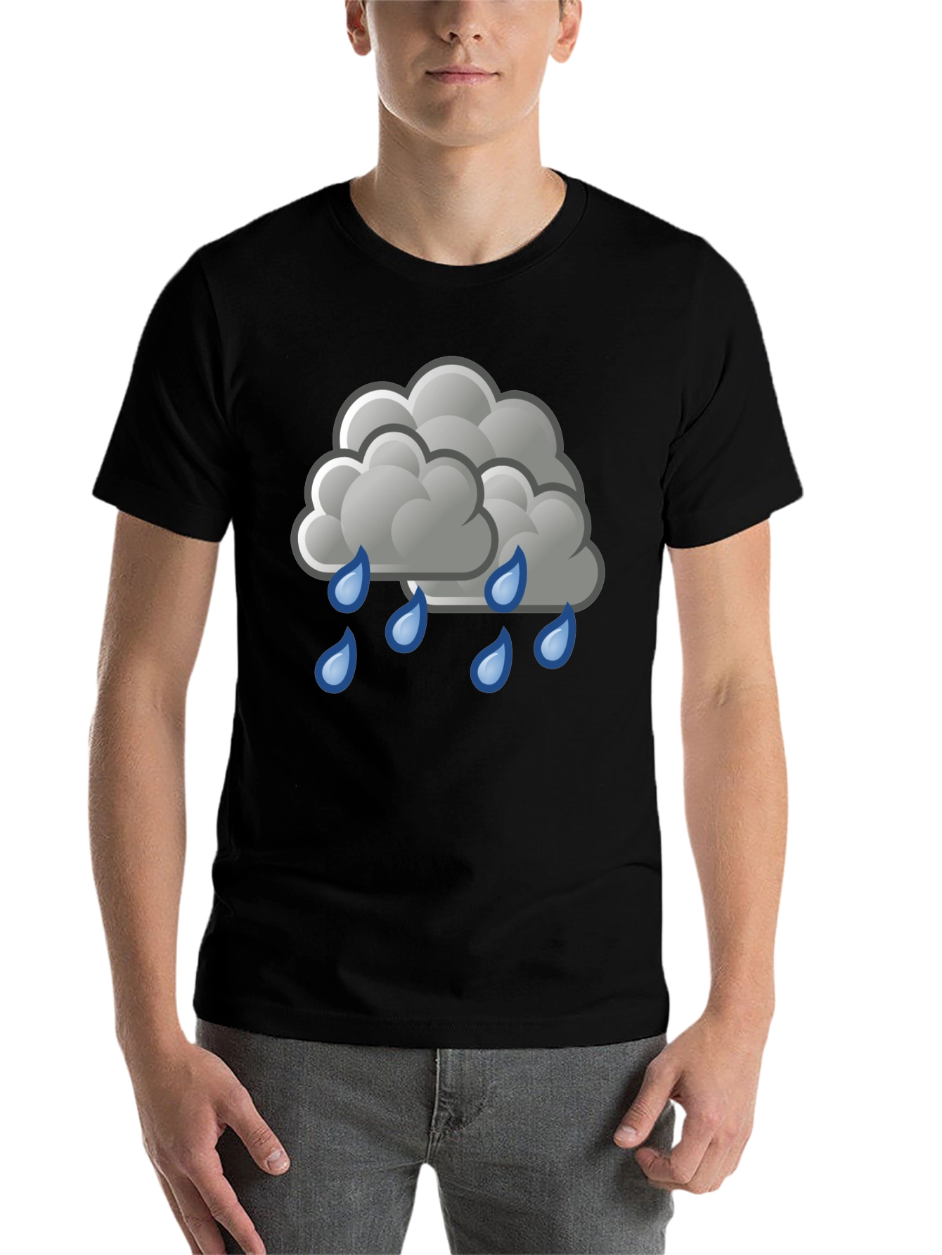 Black Rain Cloud Graphic Tee - Black Cotton Shirt view 7
