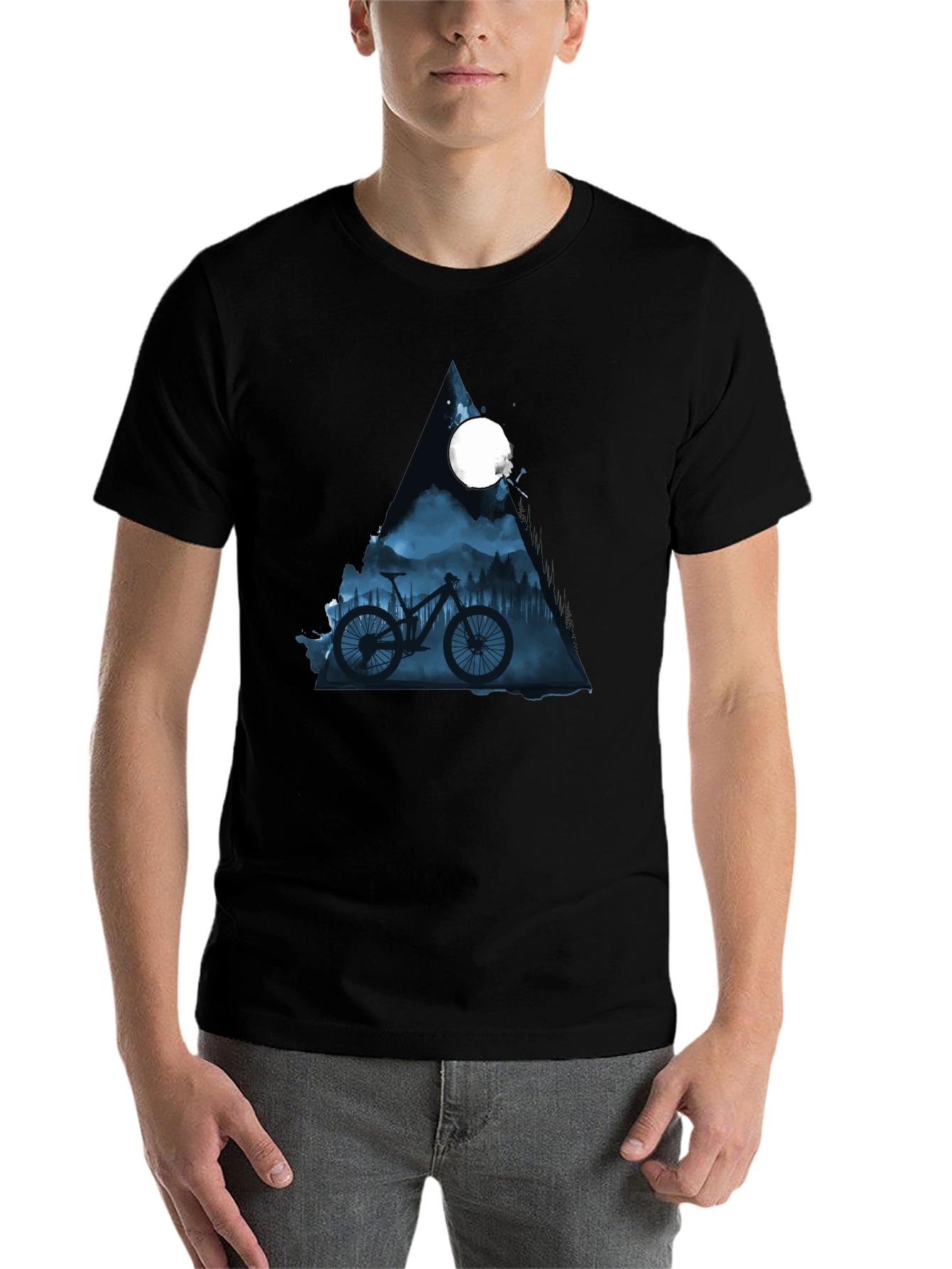 Black Mountain Bike Moon Graphic Tee - Stylish Black T-Shirt view 7