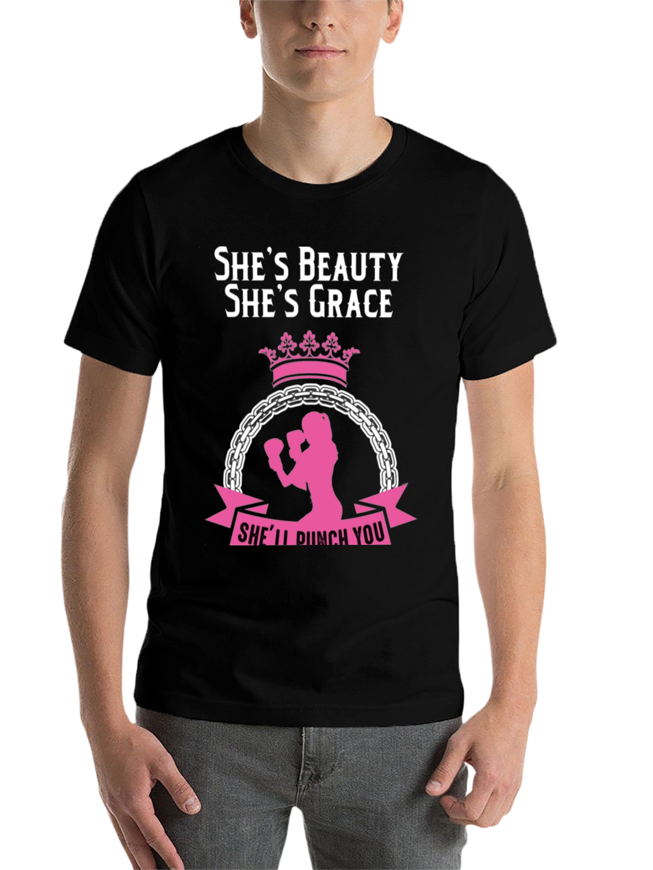 Black She's Beauty She's Grace Women's Boxing T-Shirt view 7