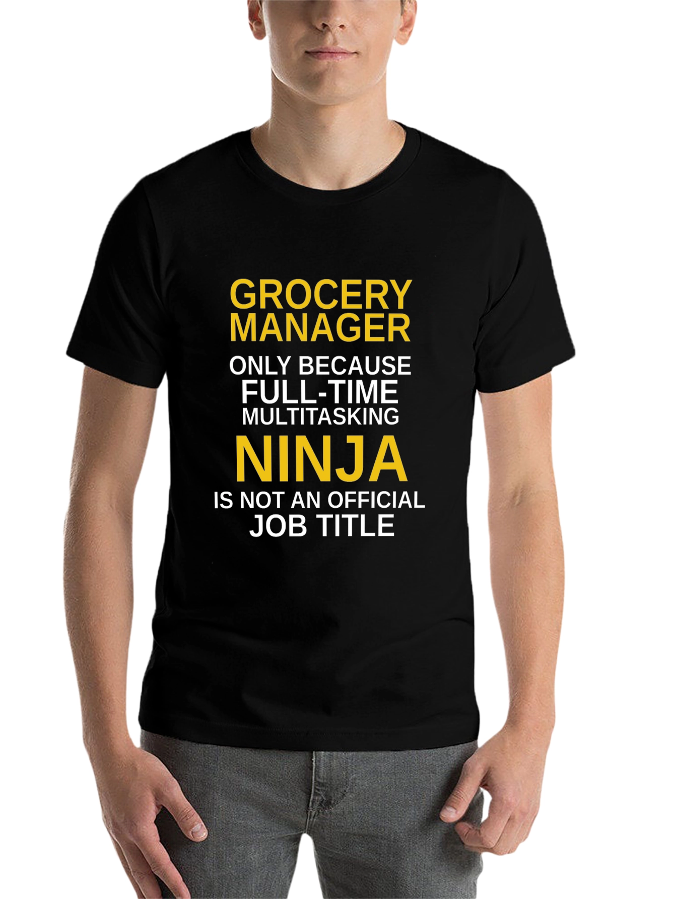 Black Grocery Manager Ninja T-Shirt view 7