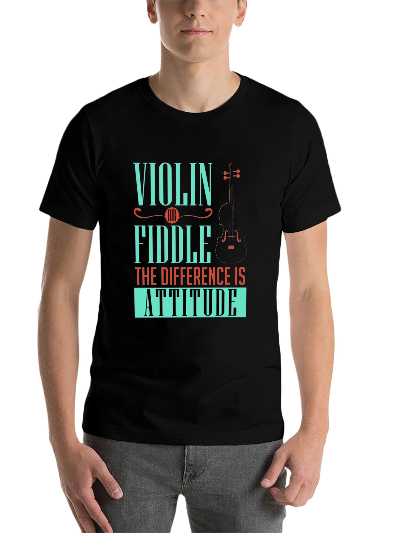 Black Violin or Fiddle Attitude T-Shirt view 7