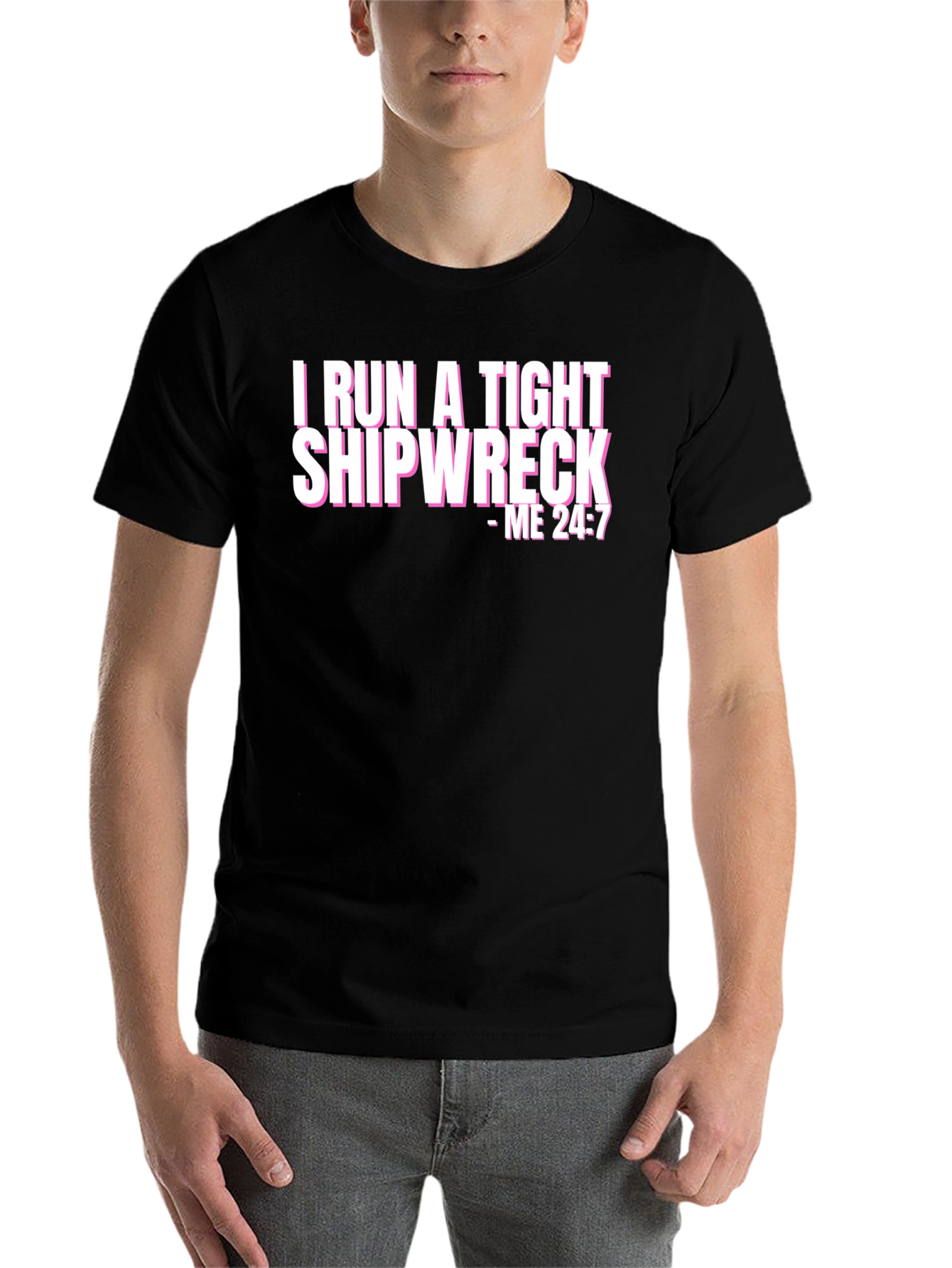 Black Tight Shipwreck Graphic Tee - Humor T-Shirt view 7