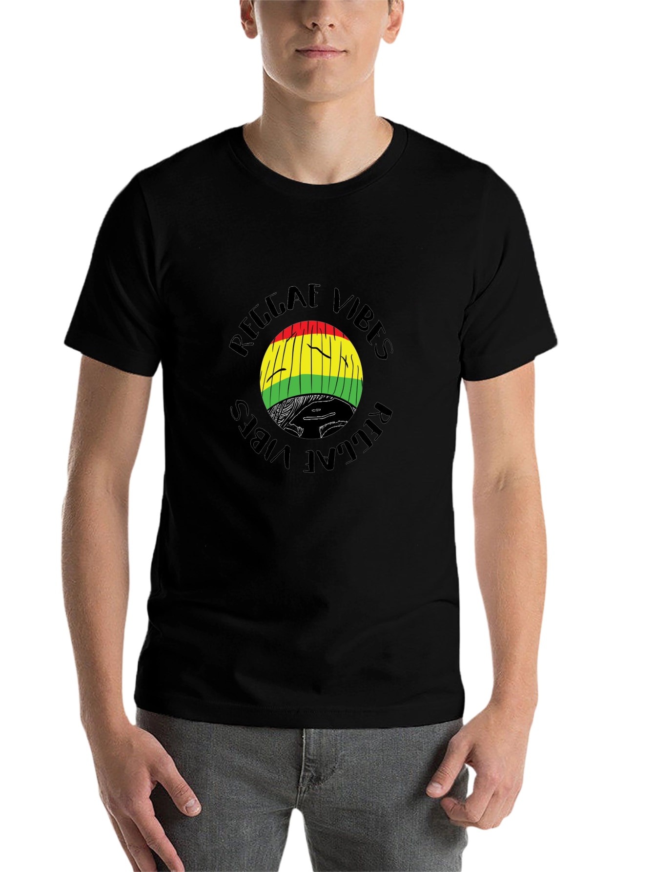 Black Reggae Vibes Graphic T-Shirt - Black view 7