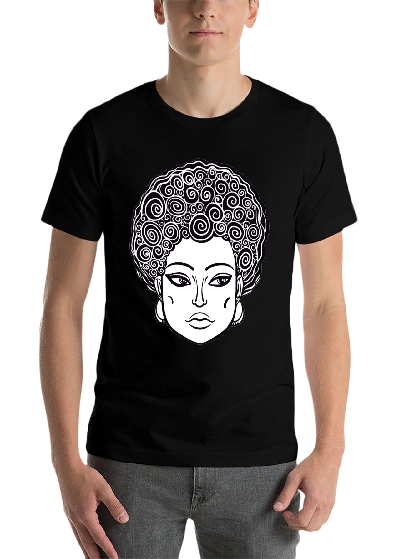 Black Afro Queen Graphic Tee - Black Unisex T-Shirt view 7