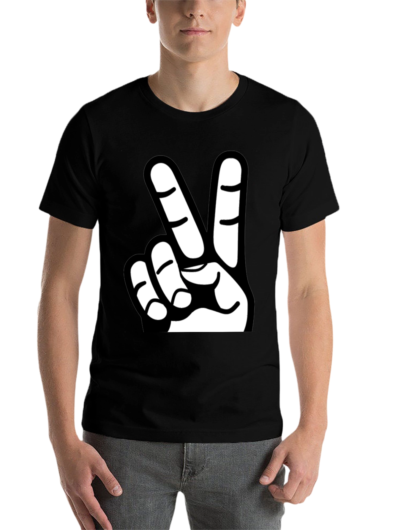 Black Peace Sign Graphic Tee - Classic Black T-Shirt view 7