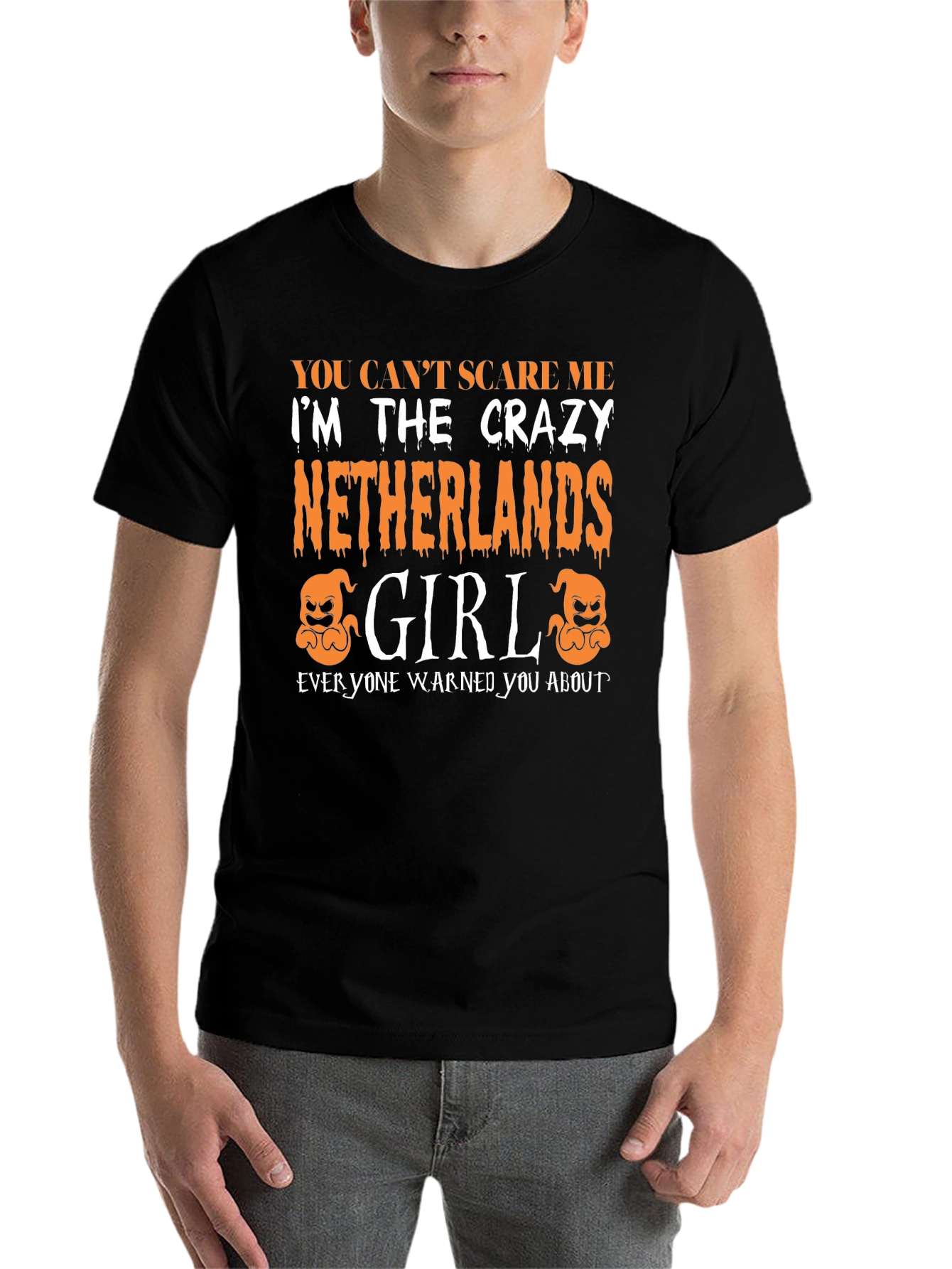 Black Crazy Netherlands Girl Halloween T-Shirt view 7