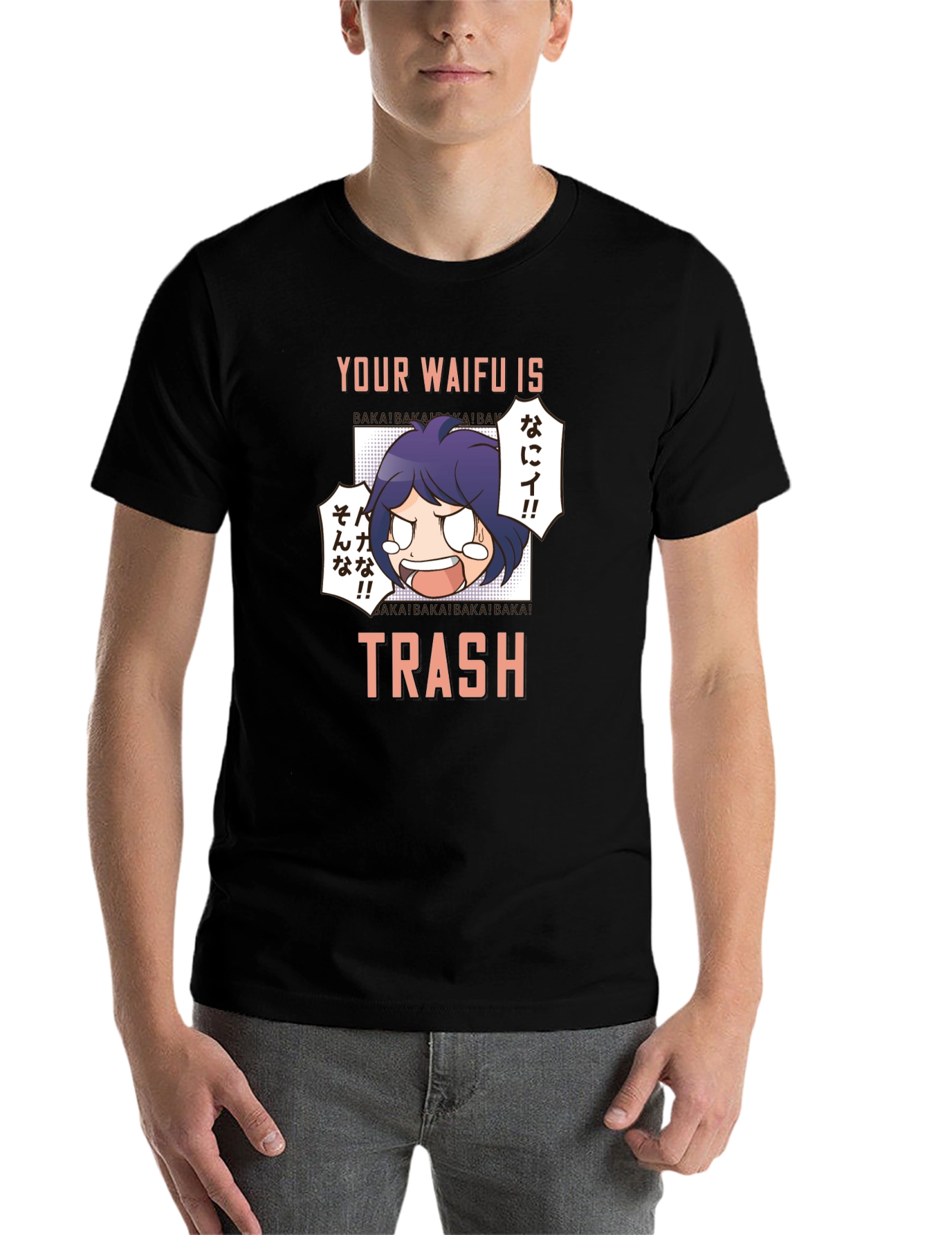 Black Your Waifu is Trash T-Shirt Anime Manga Graphic Tee view 7