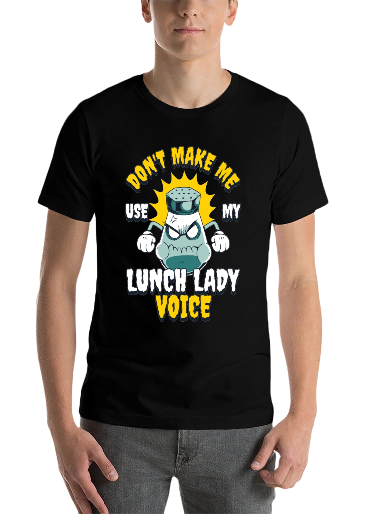 Black Don't Make Me Use My Lunch Lady Voice T-Shirt view 7