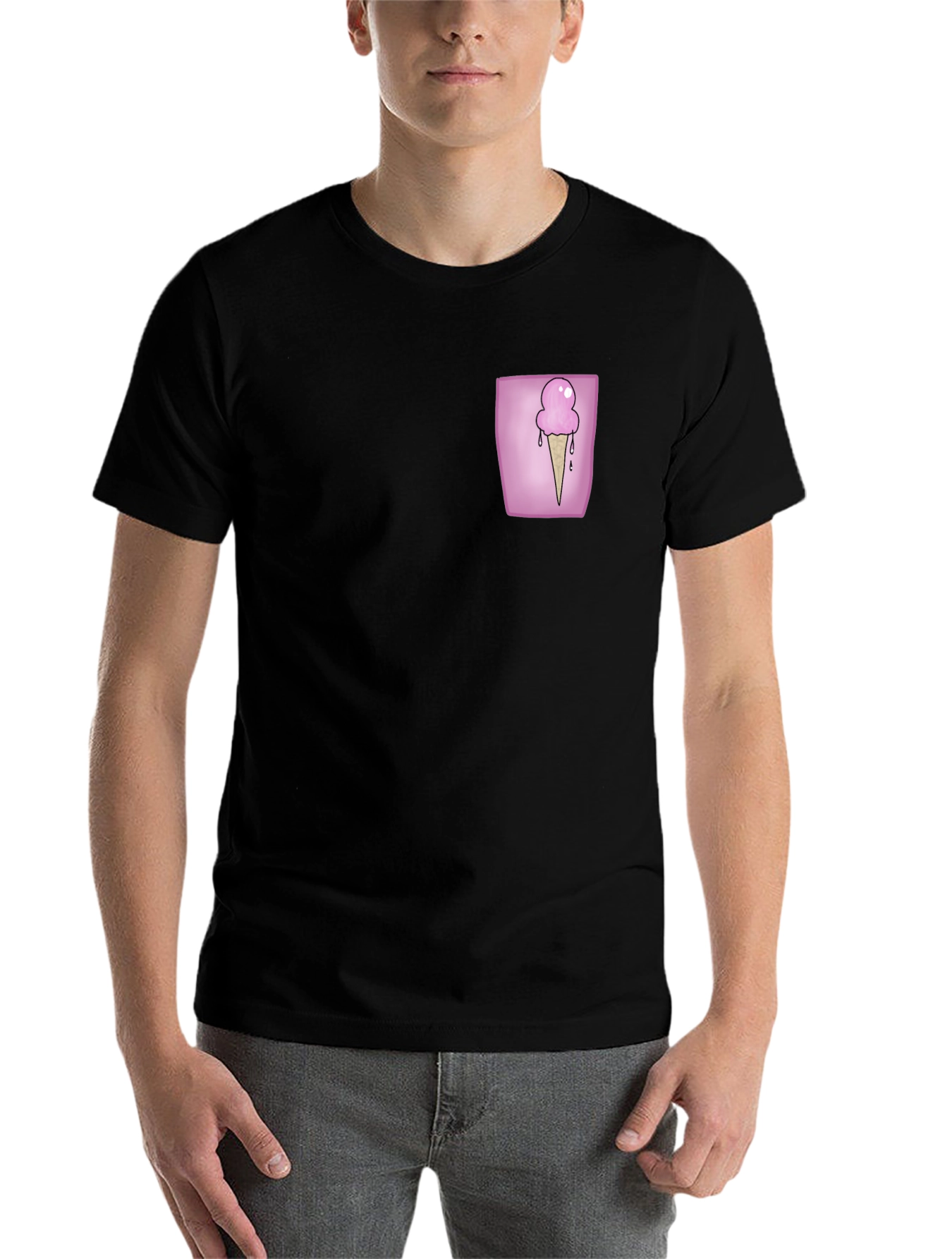 Black Black Graphic Tee - Ice Cream Pocket Print view 7