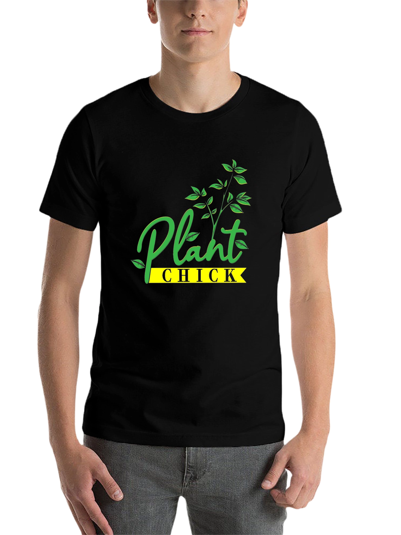 Plant Chick Graphic Tee - Black Cotton T-Shirt - 7