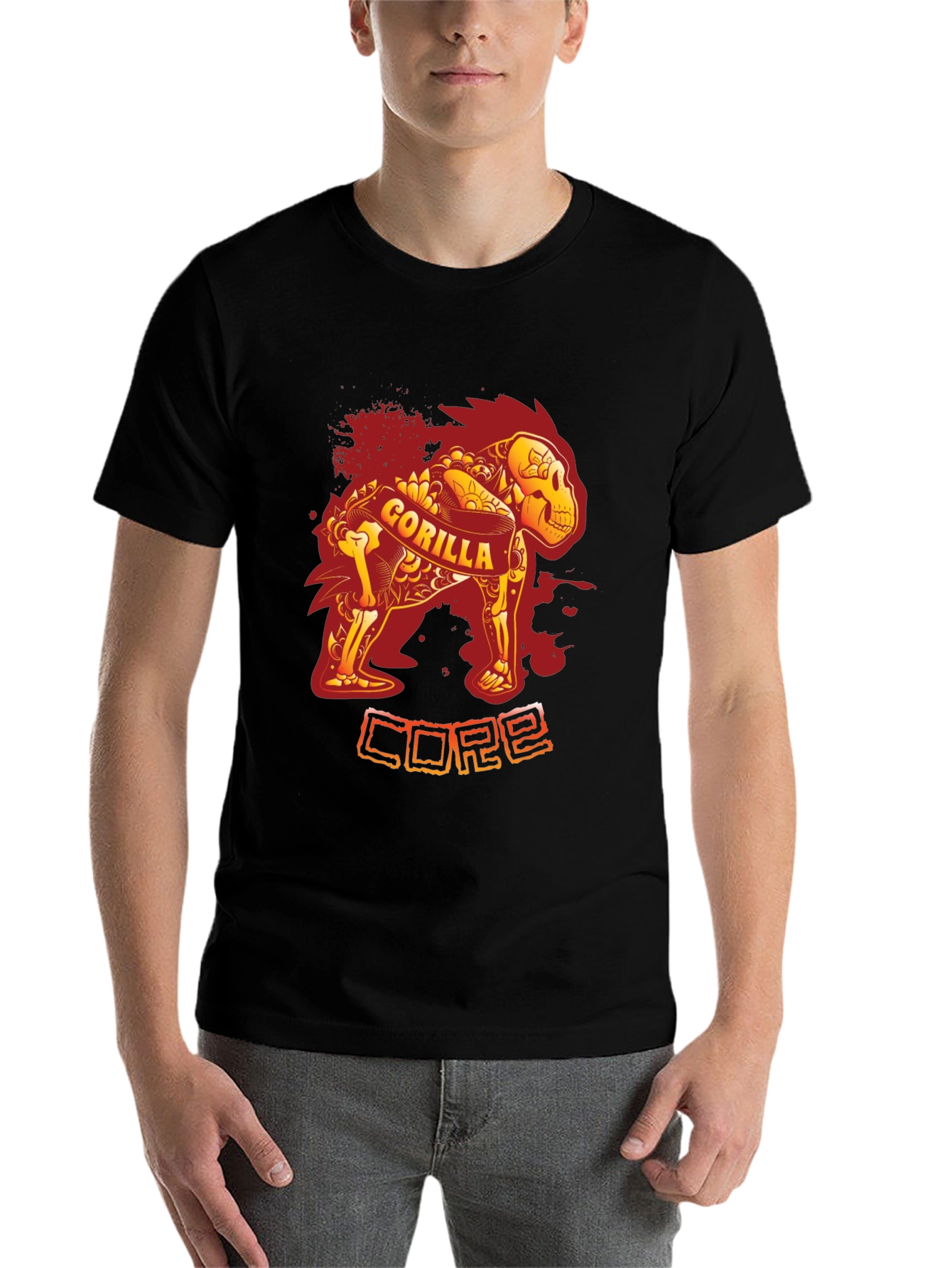 Black Gorilla Core Black T-Shirt - Unique Design view 7