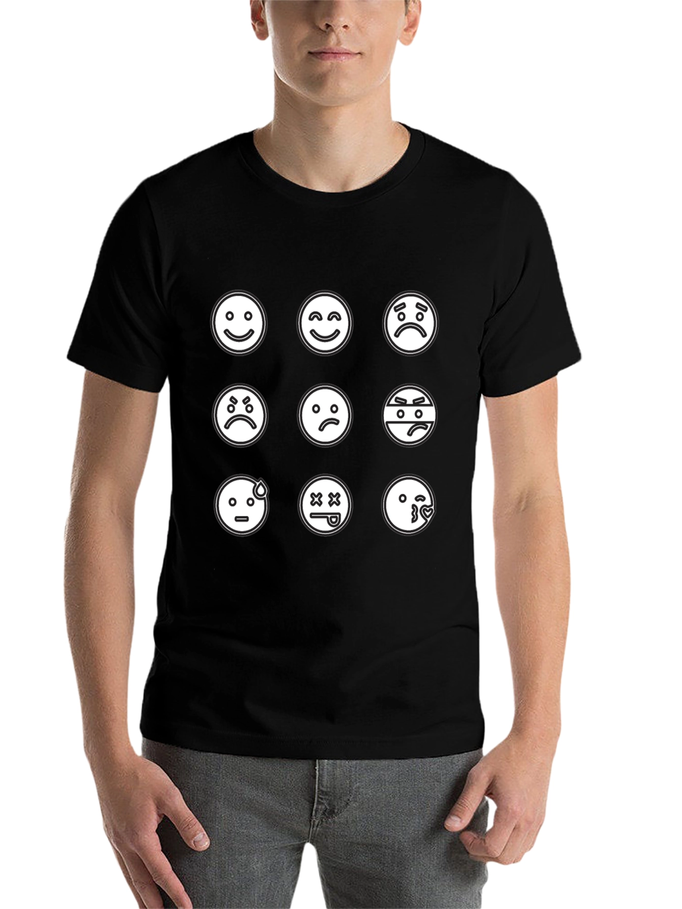 Black Emoji Mood T-Shirt - Black view 7