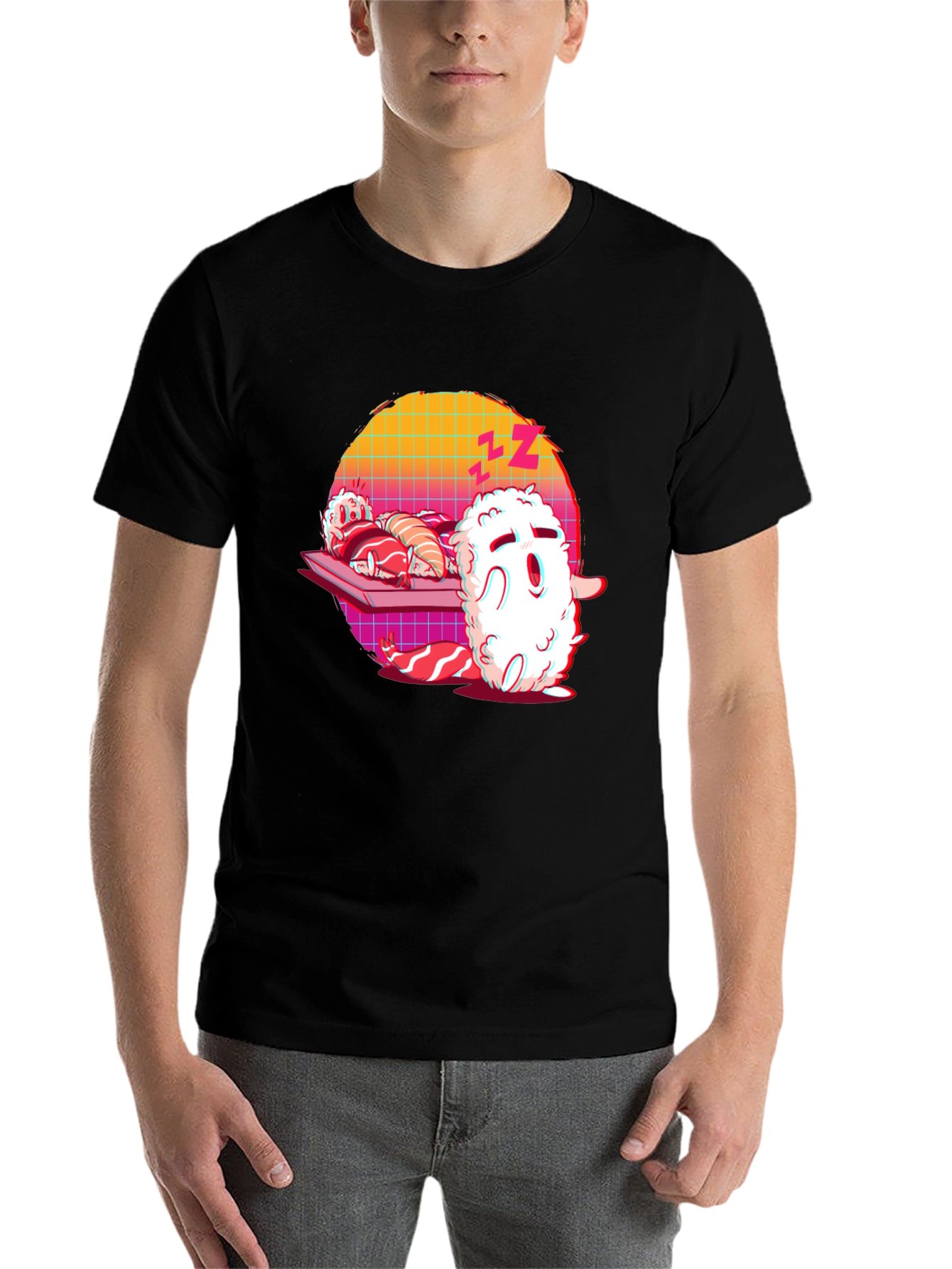 Black Sushi Nap T-Shirt - Unique Kawaii Style view 7