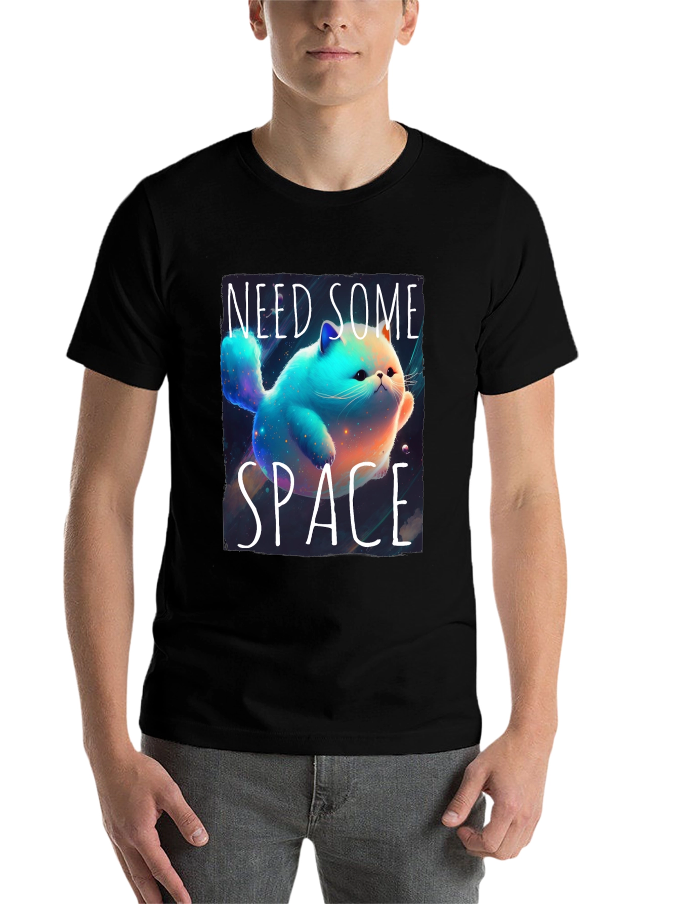 Black Need Some Space T-Shirt Cat Lover view 7