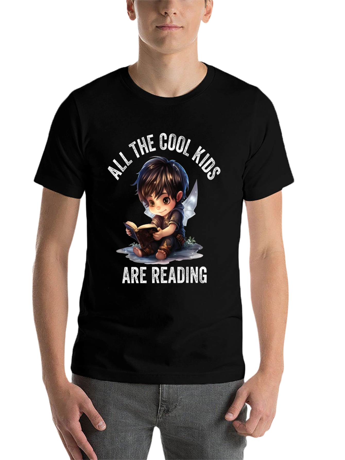 Black Cool Kids Reading Graphic T-Shirt view 7
