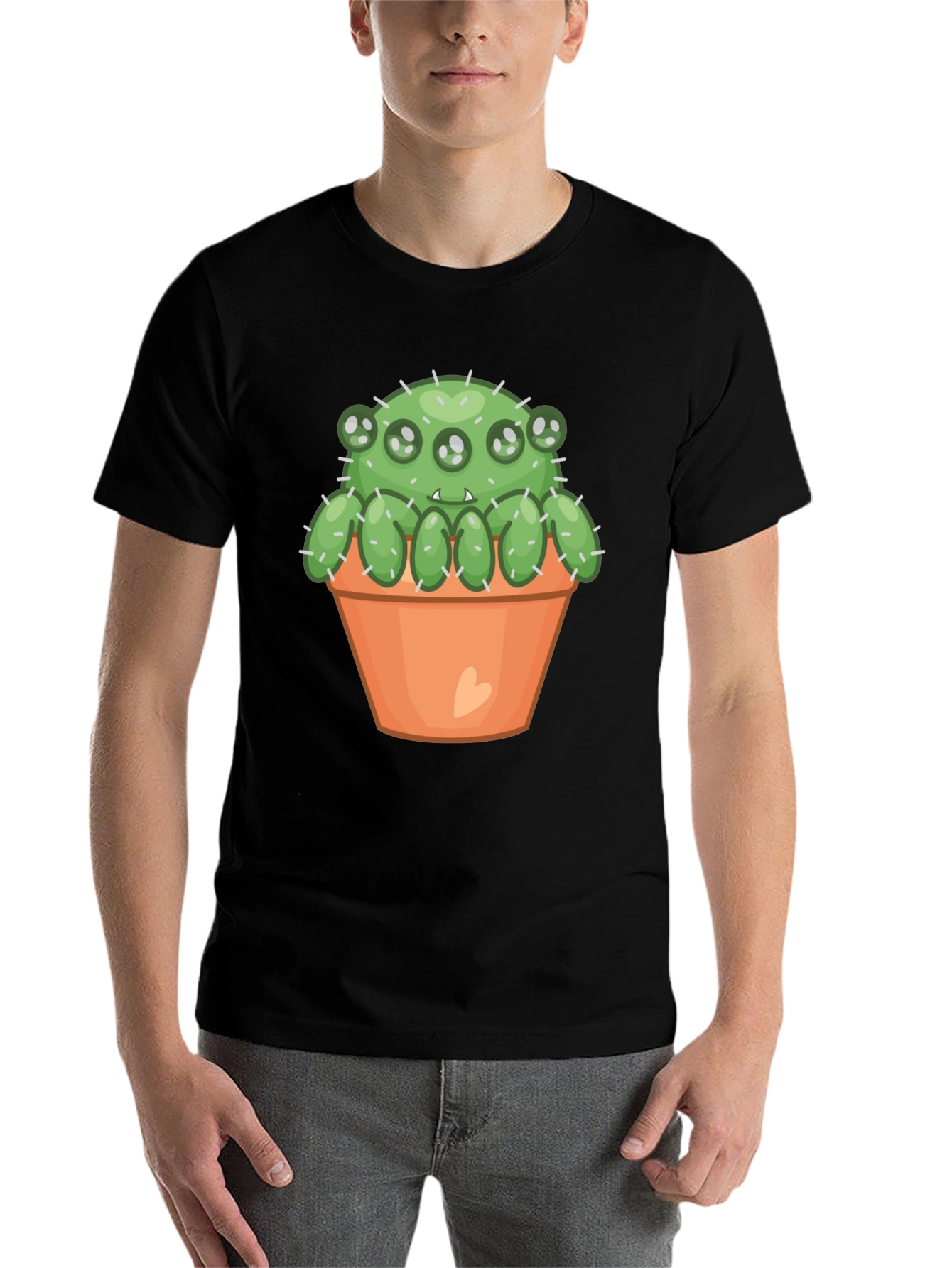 Black Cactus Monster T-Shirt - Cute & Spooky! view 7