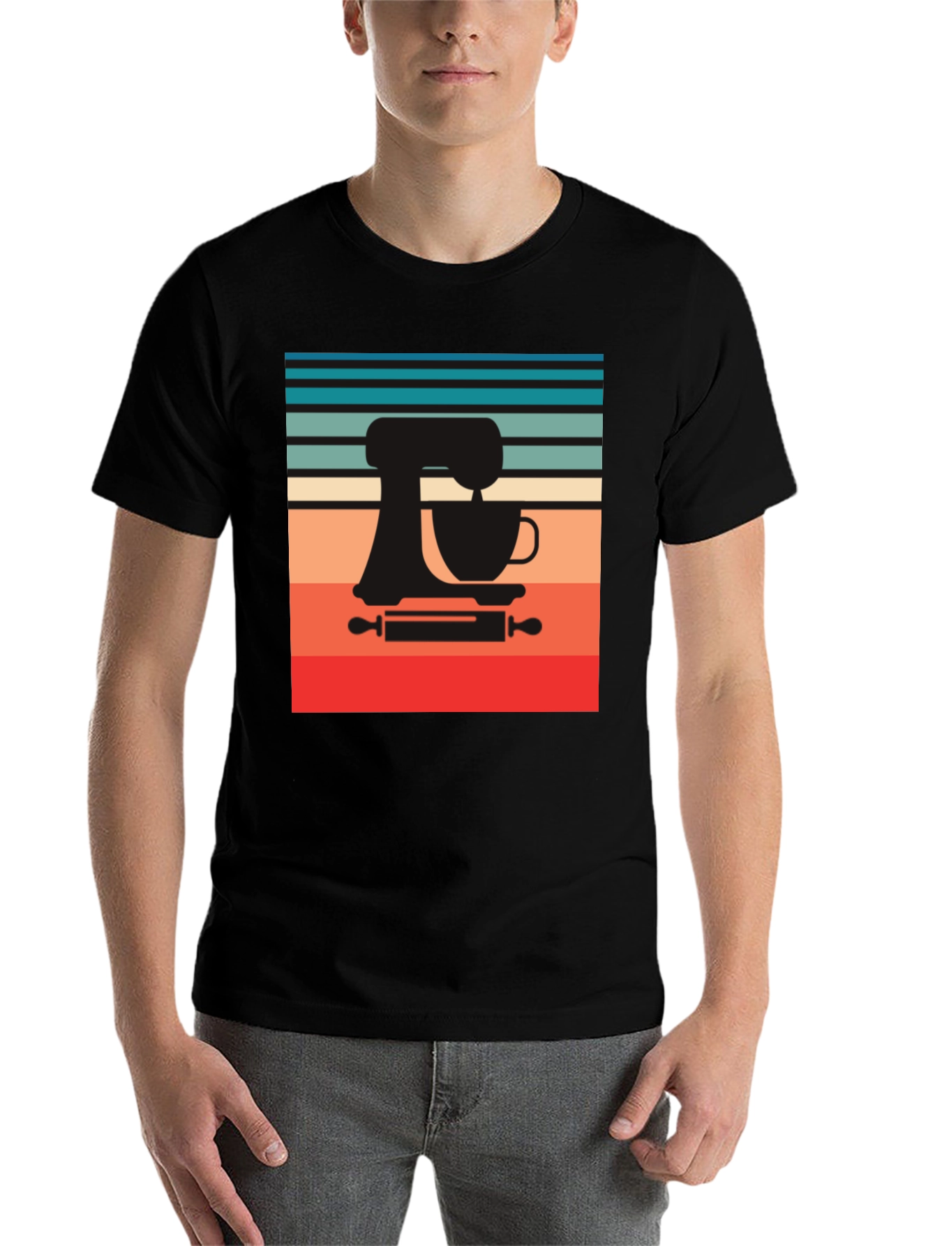 Black Retro Baker T-Shirt - Kitchen Mixer Design view 7