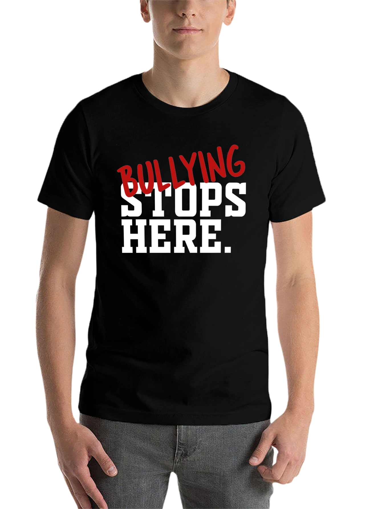 Black Bullying Stops Here Graphic T-Shirt view 7