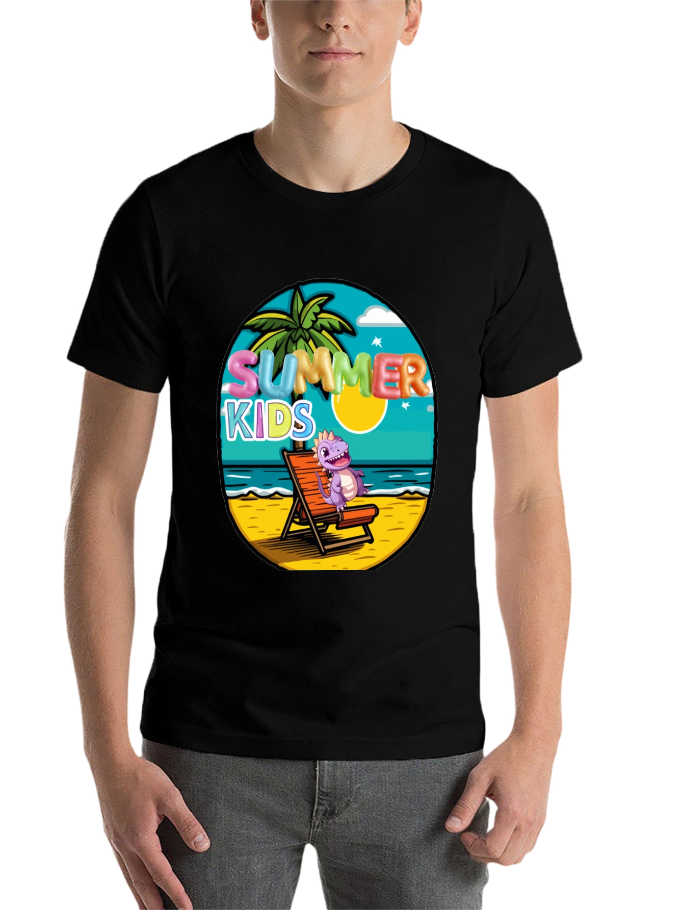 Black Summer Kids Beach T-Shirt view 7