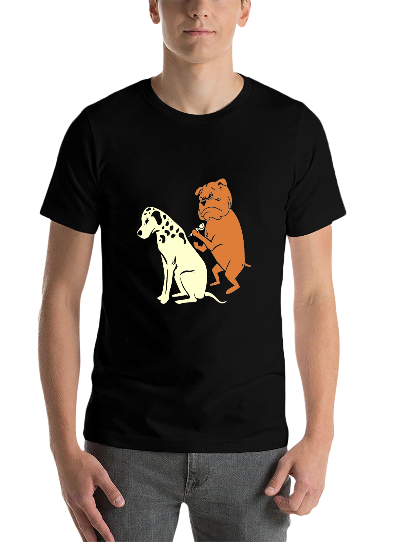 Black Dog Tattoo T-Shirt Funny Bulldog & Dalmatian Tee view 7