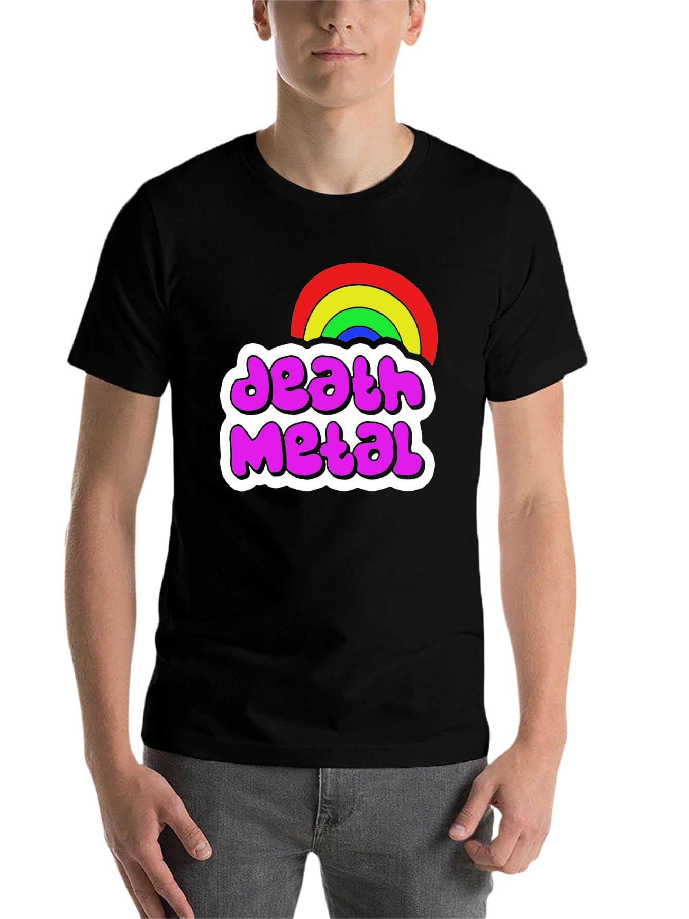 Black Death Metal Rainbow T-Shirt - Soft Cotton Tee view 7