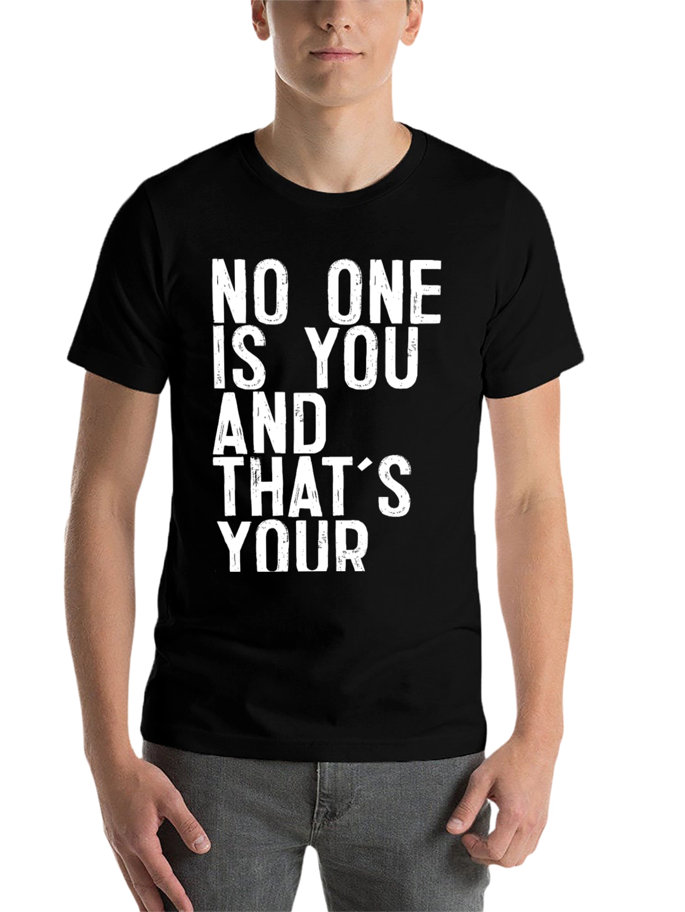 Black Inspirational 'No One Is You' Graphic T-Shirt view 7